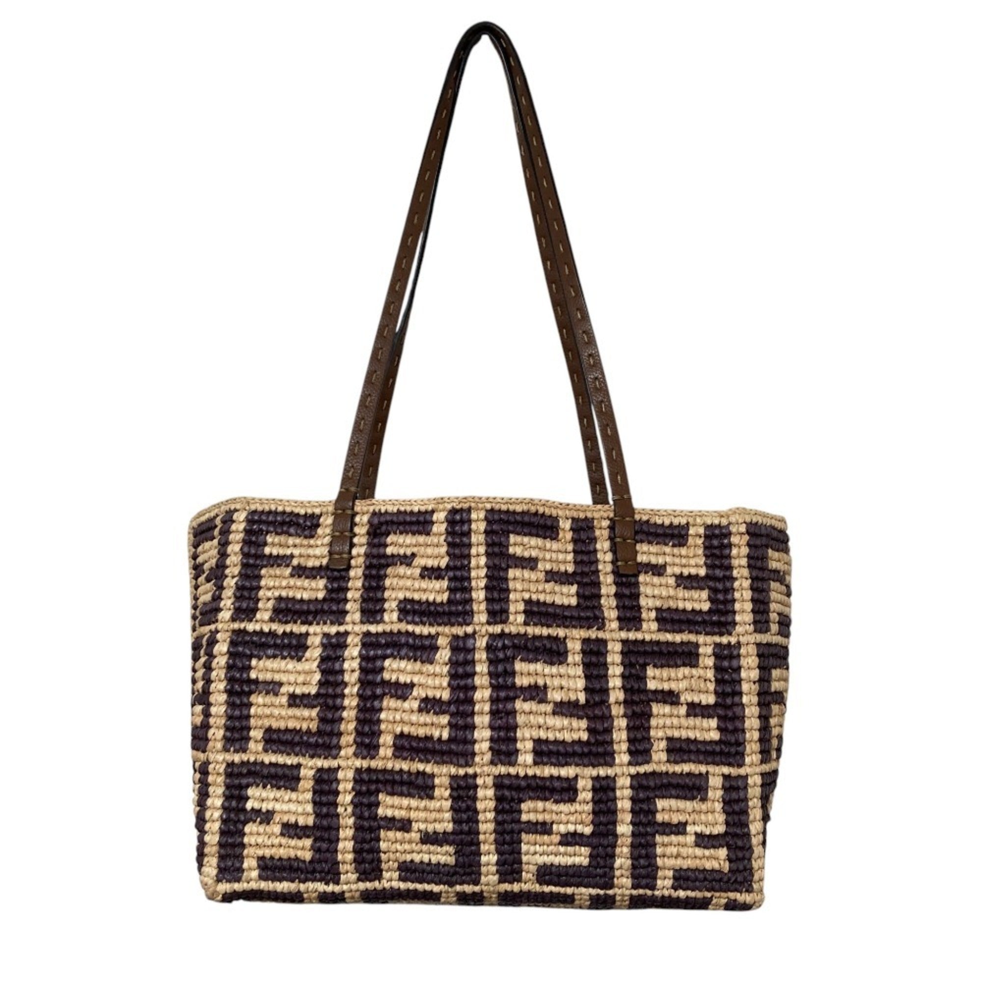 Fendi Brown Raffia Tote Bag (Pre-Owned)