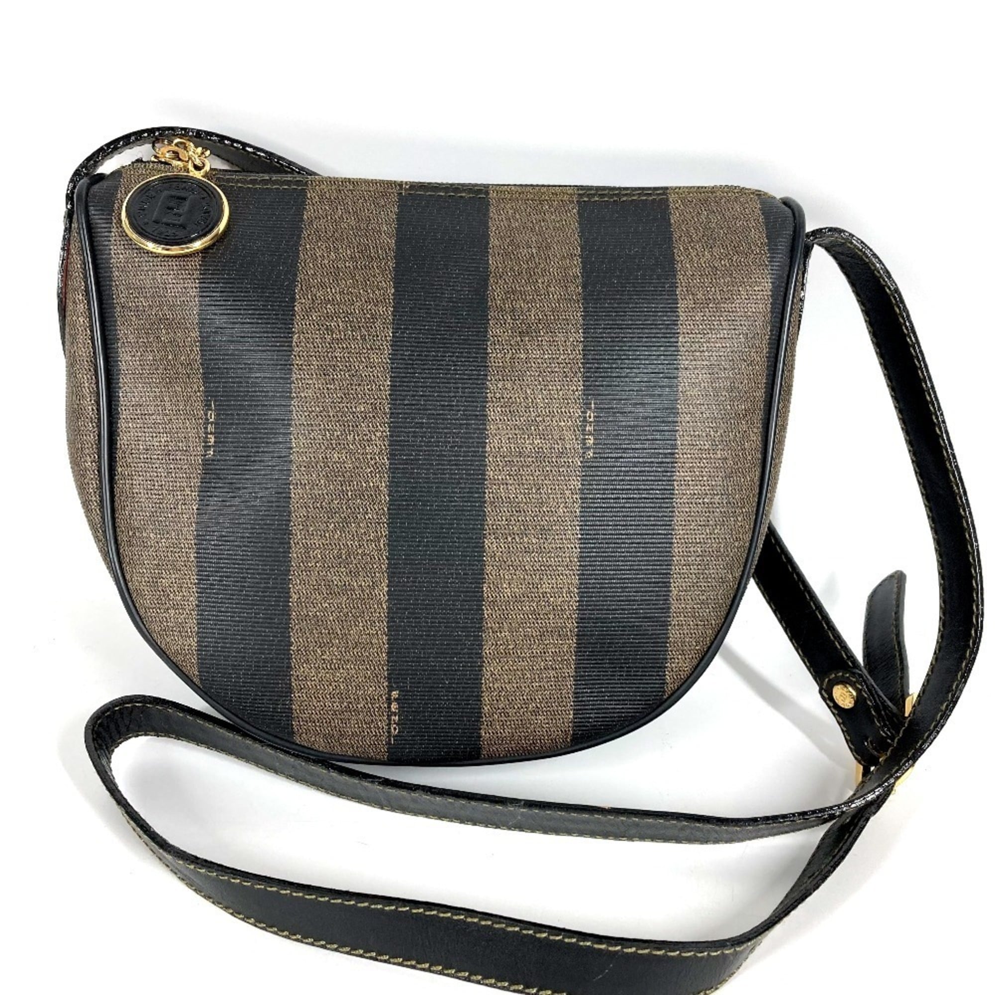 Fendi Black Khaki Pvc Leather Pochette Shoulder Bag (Pre-Owned)