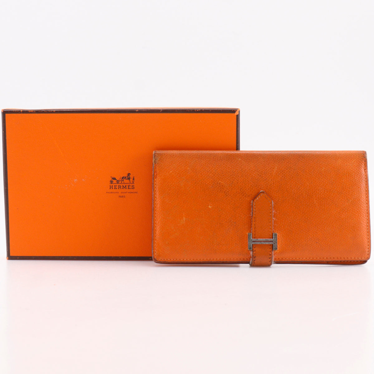 Hermes Orange Epsom Leather Long Wallet (Bi-Fold) (Pre-Owned)