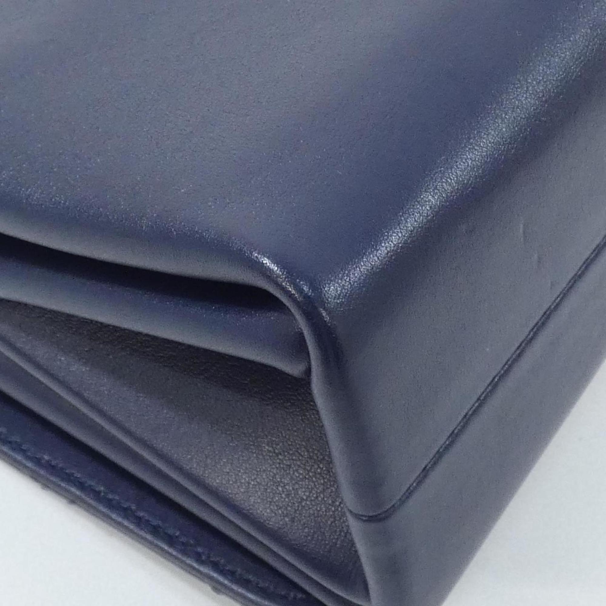 Chanel Navy Leather Shoulder Bag (Pre-Owned)