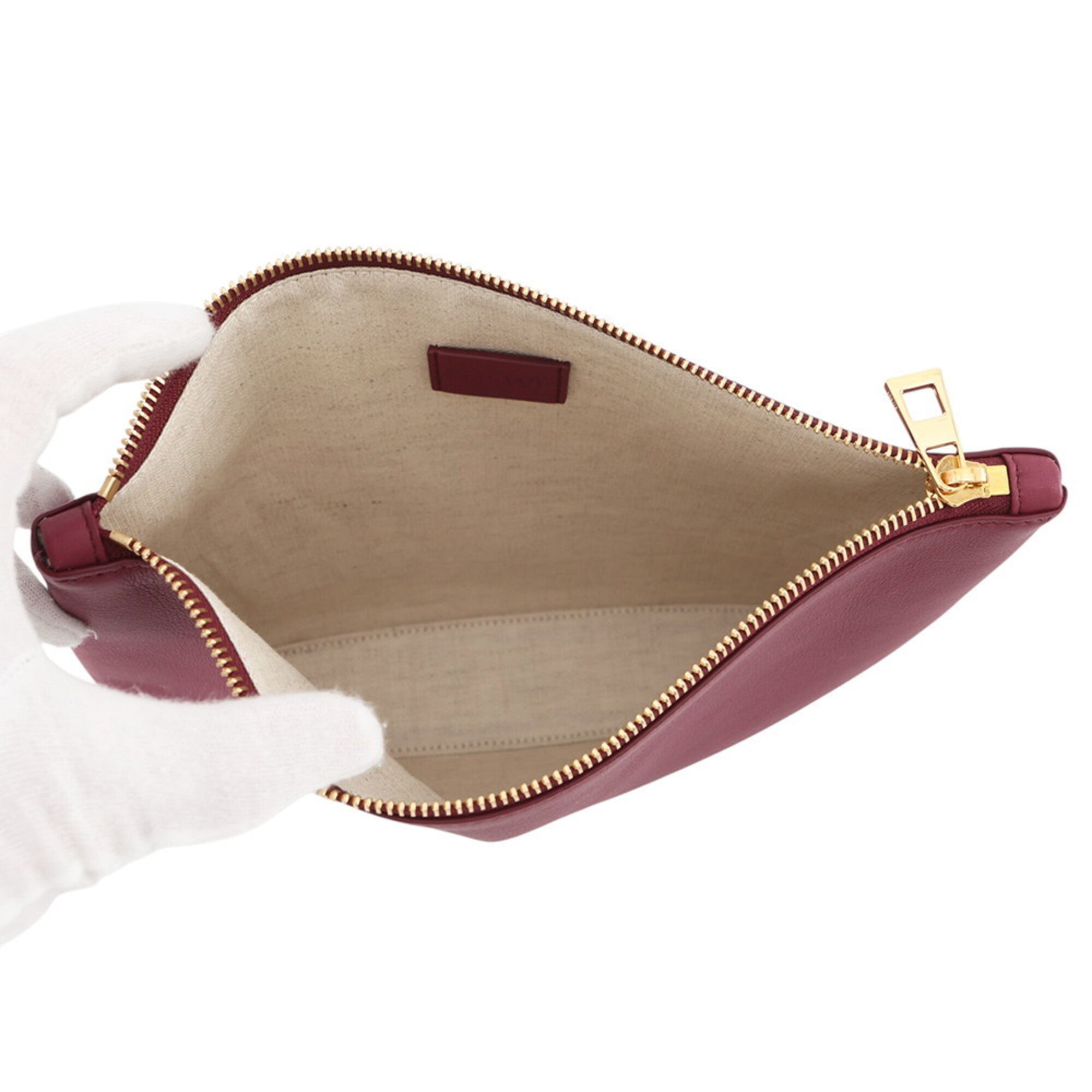 Loewe Bordeaux Leather Clutch Bag Handbag Pouch (Pre-Owned)