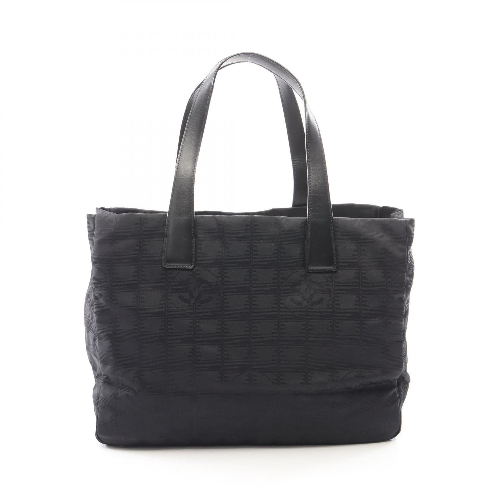 Chanel Black Nylon Canvas Leather Handbag Tote Bag (Pre-Owned)