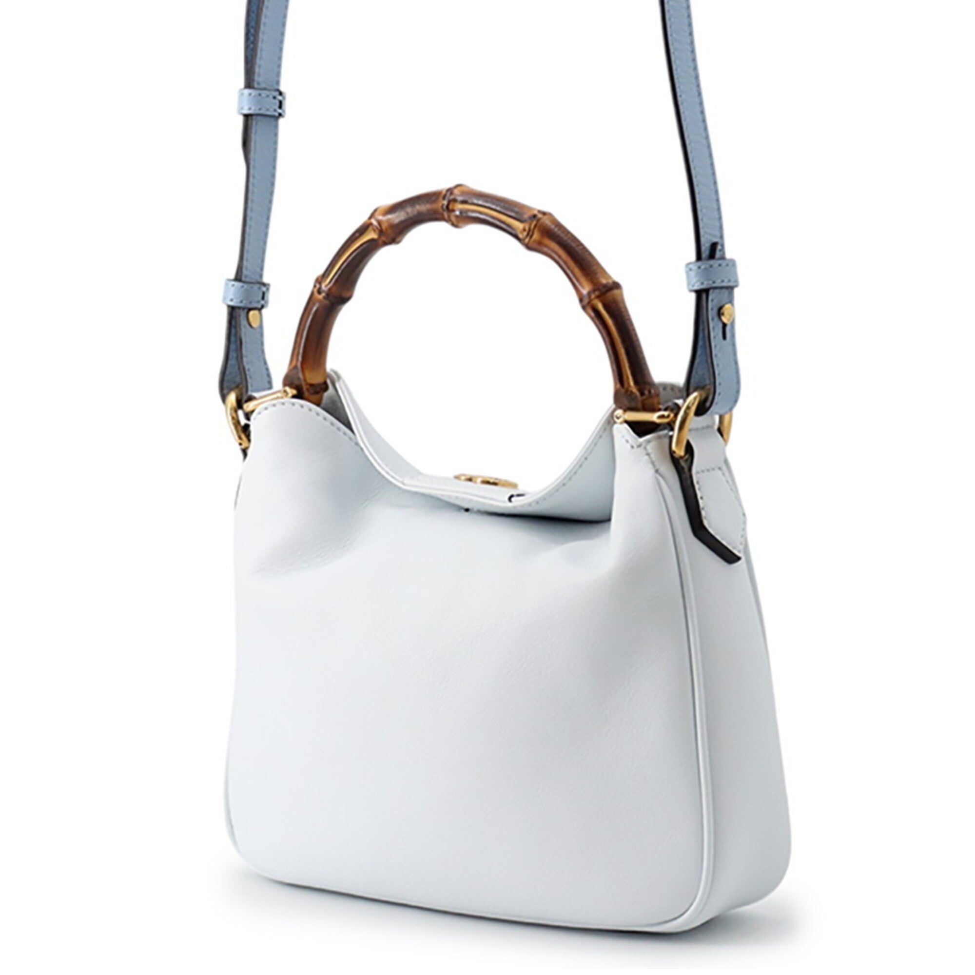 Gucci Light Blue Bamboo Leather Handbag (Pre-Owned)