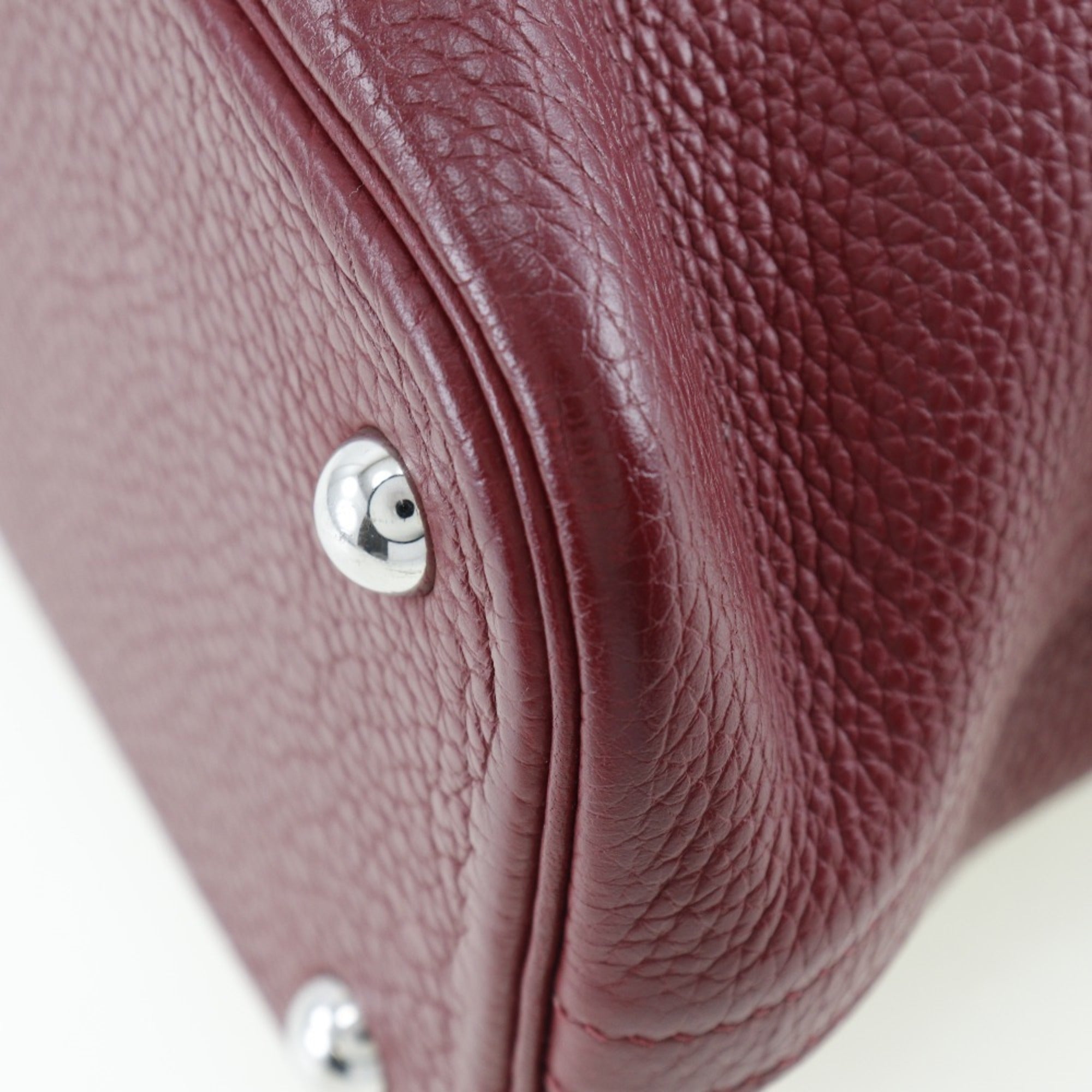 Hermes Bolide Rouge Grenat Taurillon Clemence Leather Handbag (Pre-Owned)