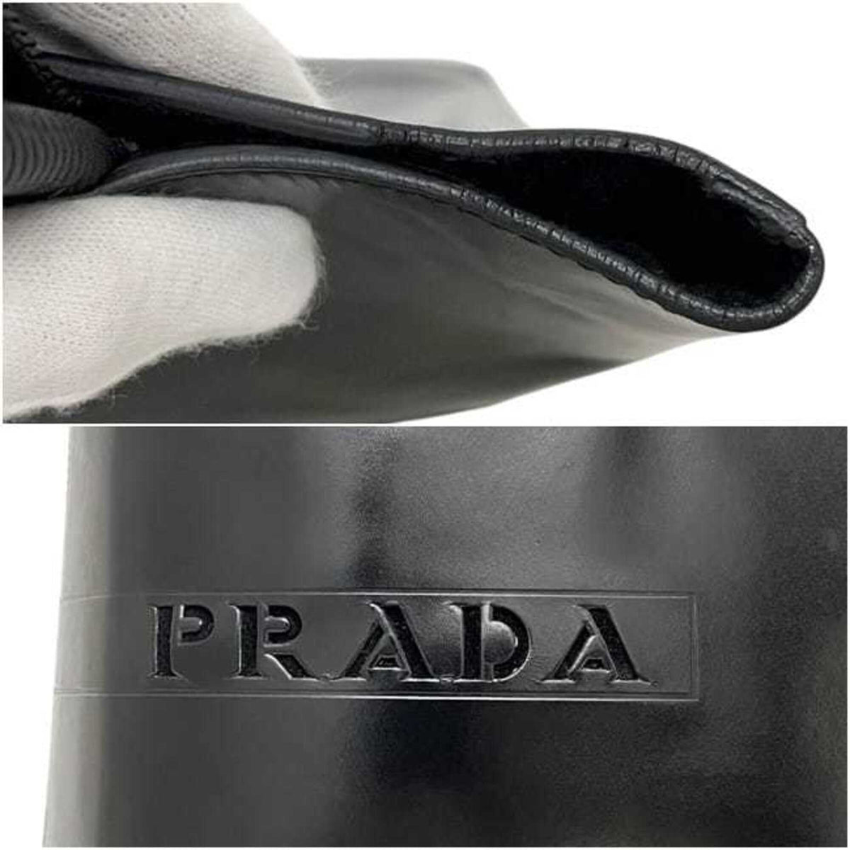Prada Black Leather Handbag Tote Bag (Pre-Owned)