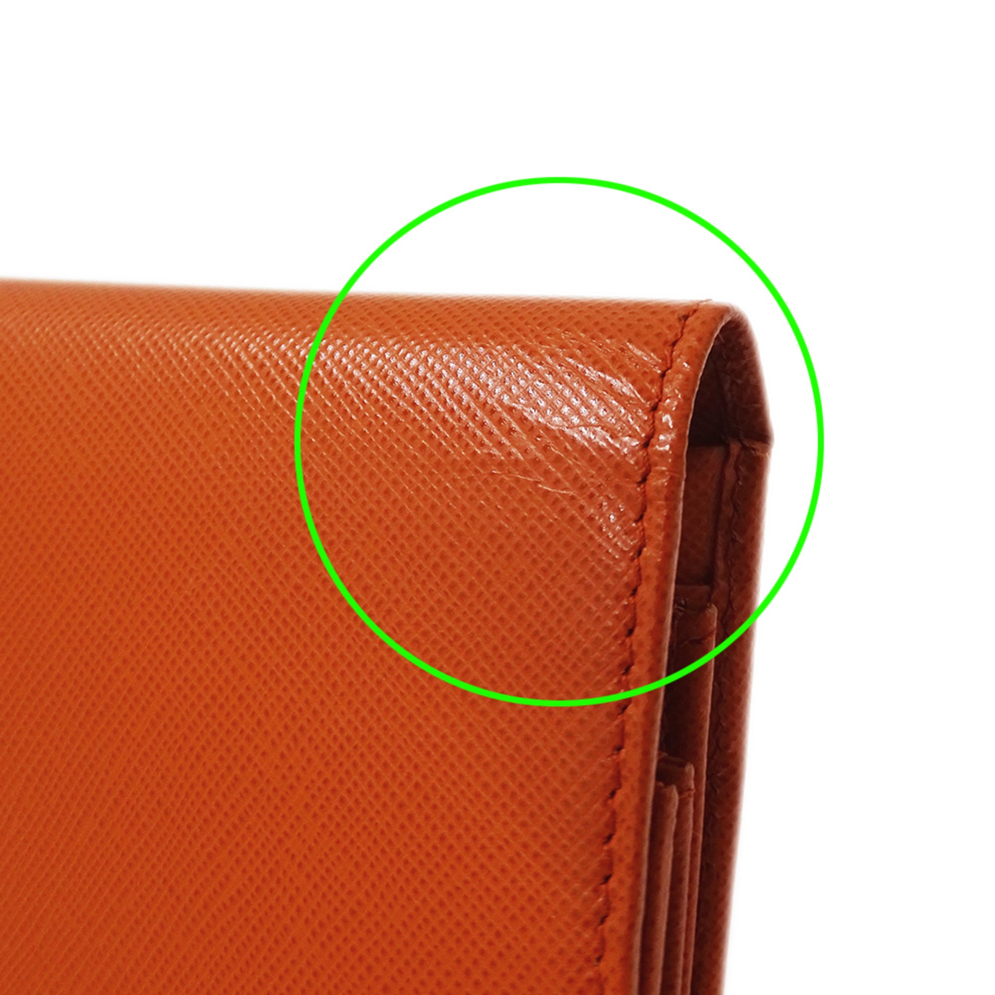 Prada Orange Leather Long Wallet (Bi-Fold) (Pre-Owned)
