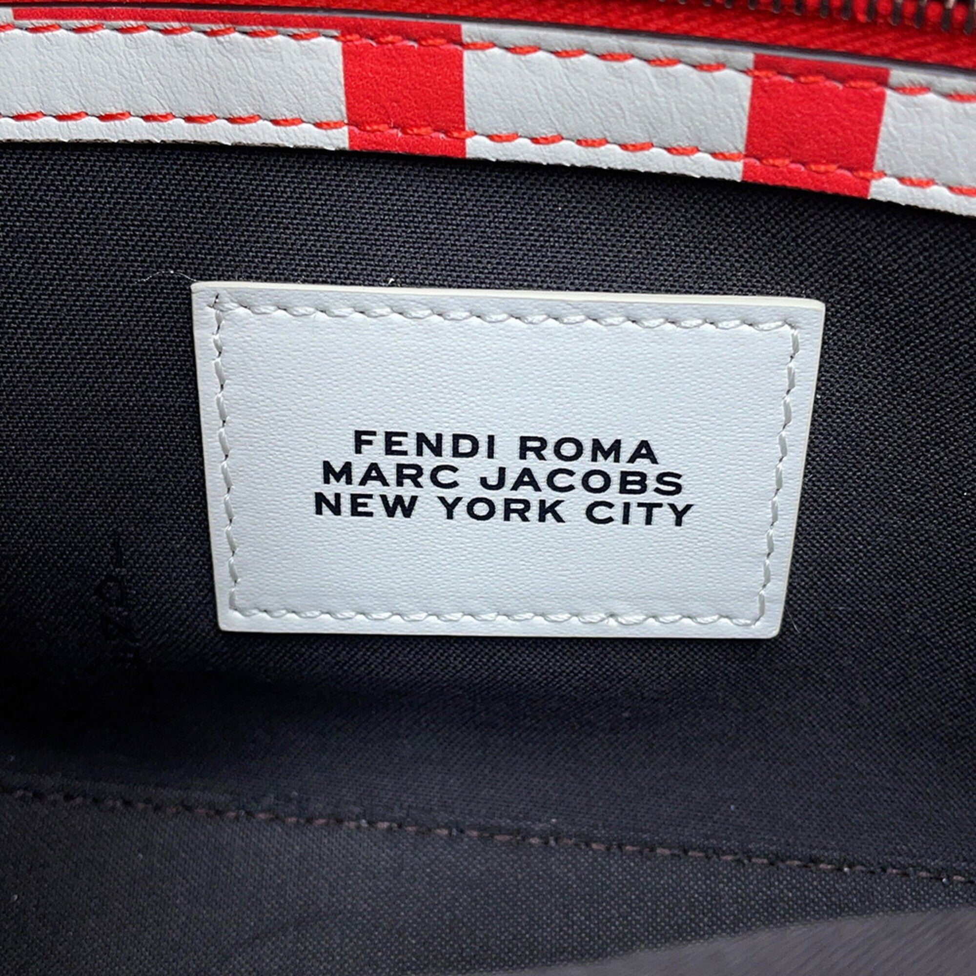 Fendi Baguette Red Color White Leather Handbag (Pre-Owned)