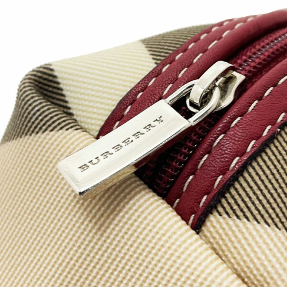 Burberry Beige Multi-Color Red Color Pvc Leather Pouch (Pre-Owned)