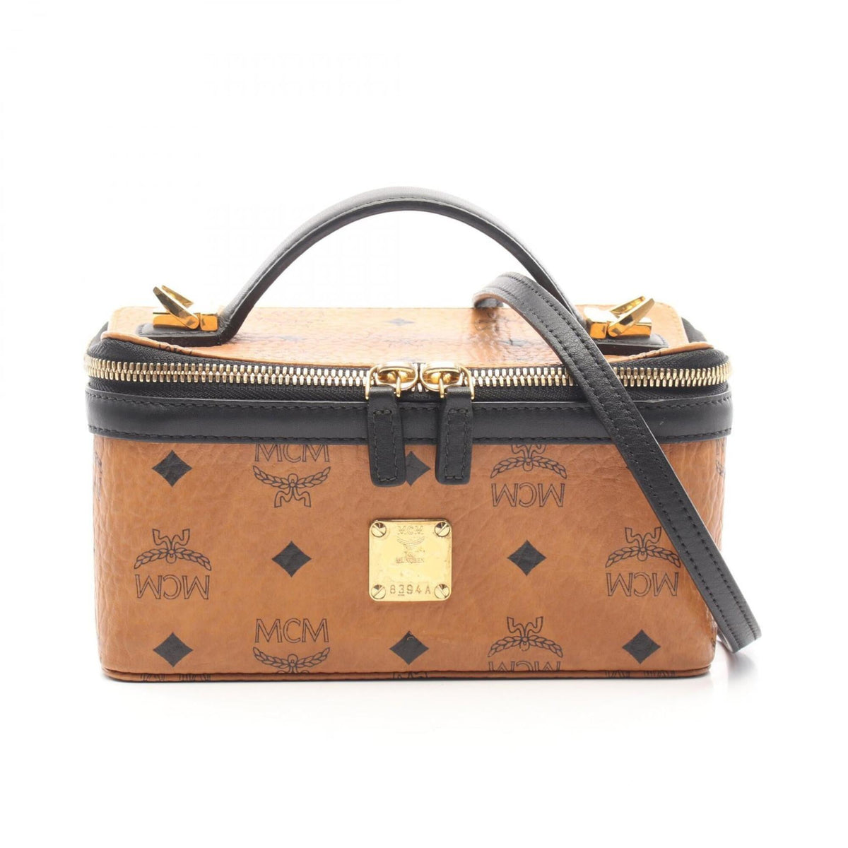 Mcm Black Brown Coated Canvas Leather Handbag (Pre-Owned)
