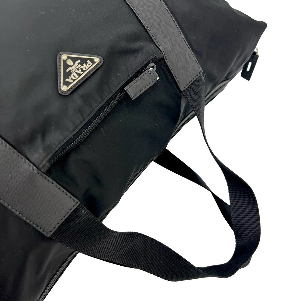 Prada Black Nylon Leather Boston Bag (Pre-Owned)