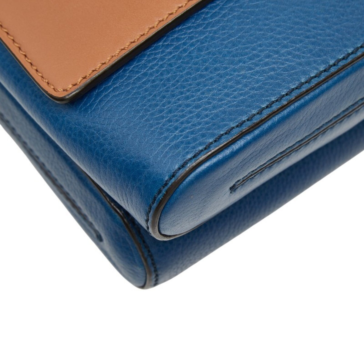 Christian Louboutin Blue Brown Leather Shoulder Bag (Pre-Owned)