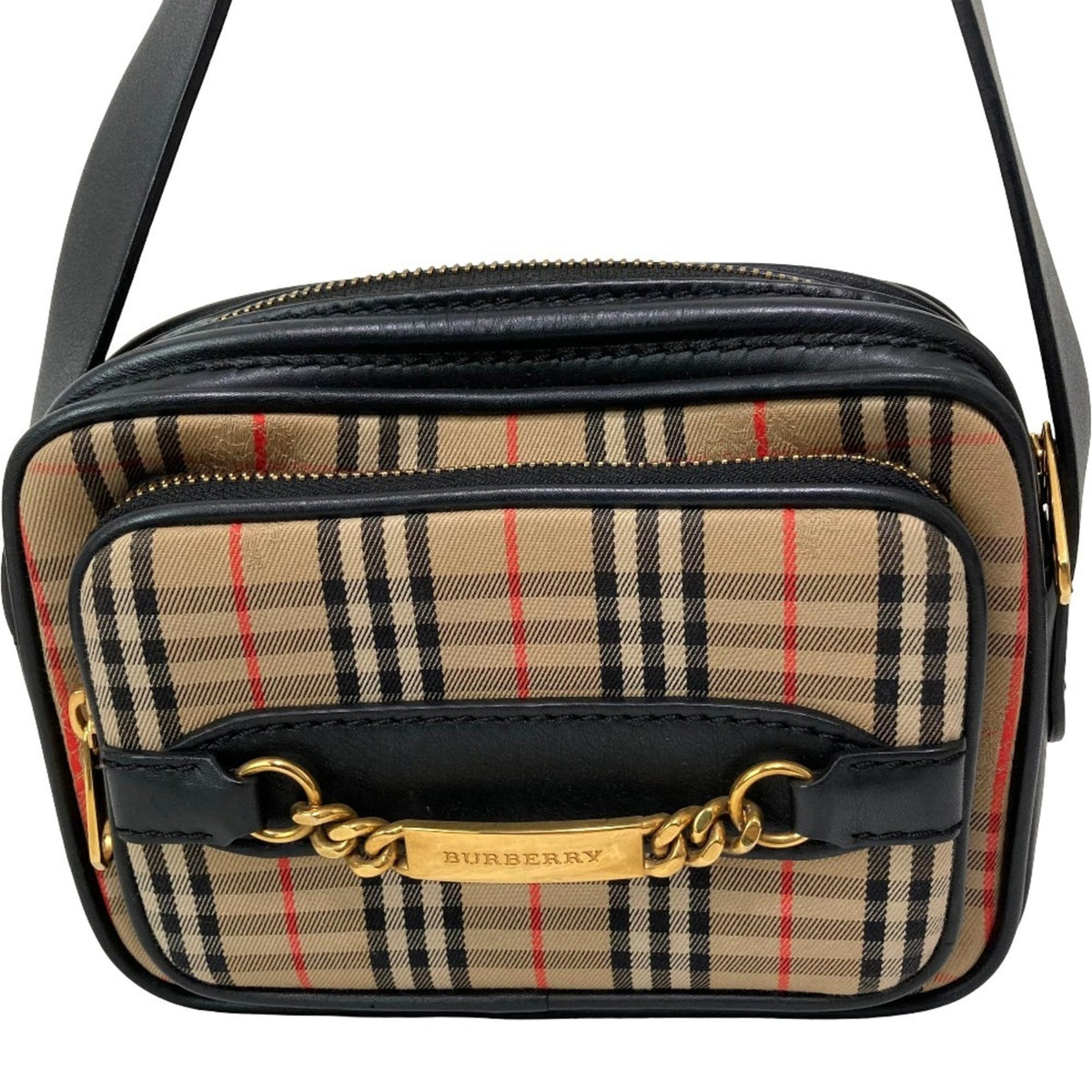 Burberry Beige Black Shoulder Bag (Pre-Owned)