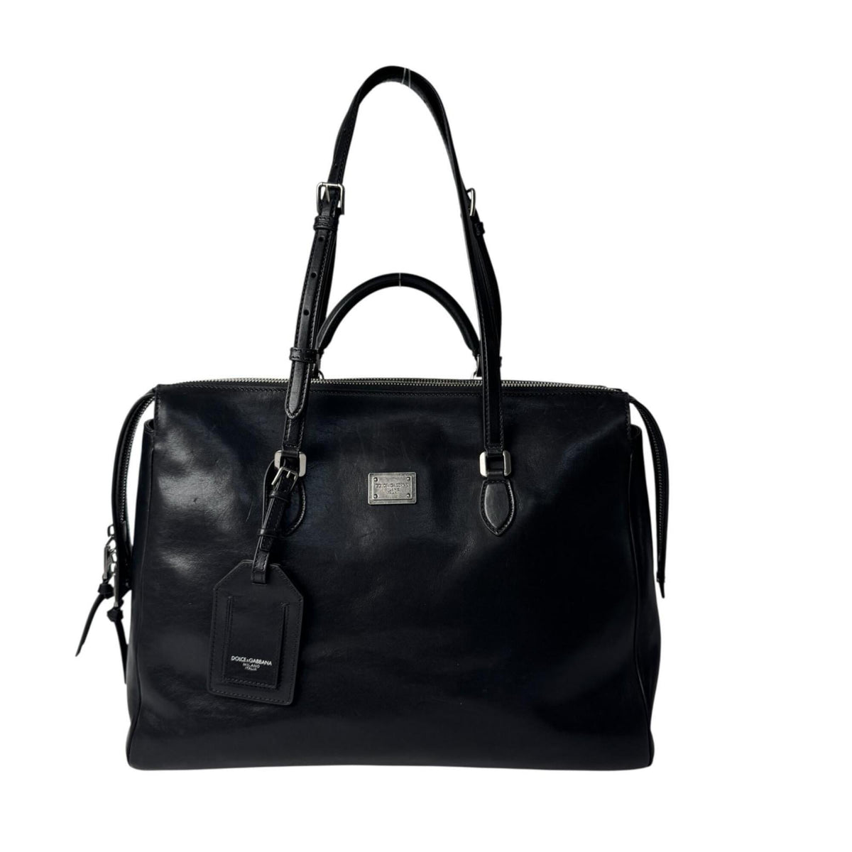 Dolce & Gabbana Black Leather Shoulder Bag Tote Bag (Pre-Owned)