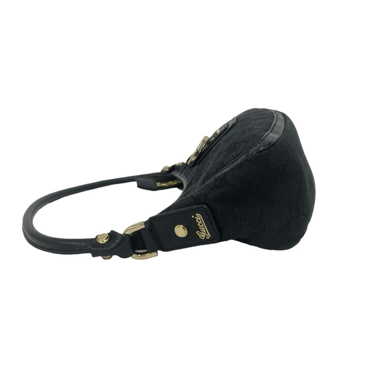 Gucci Black Canvas Leather Handbag Shoulder Bag (Pre-Owned)