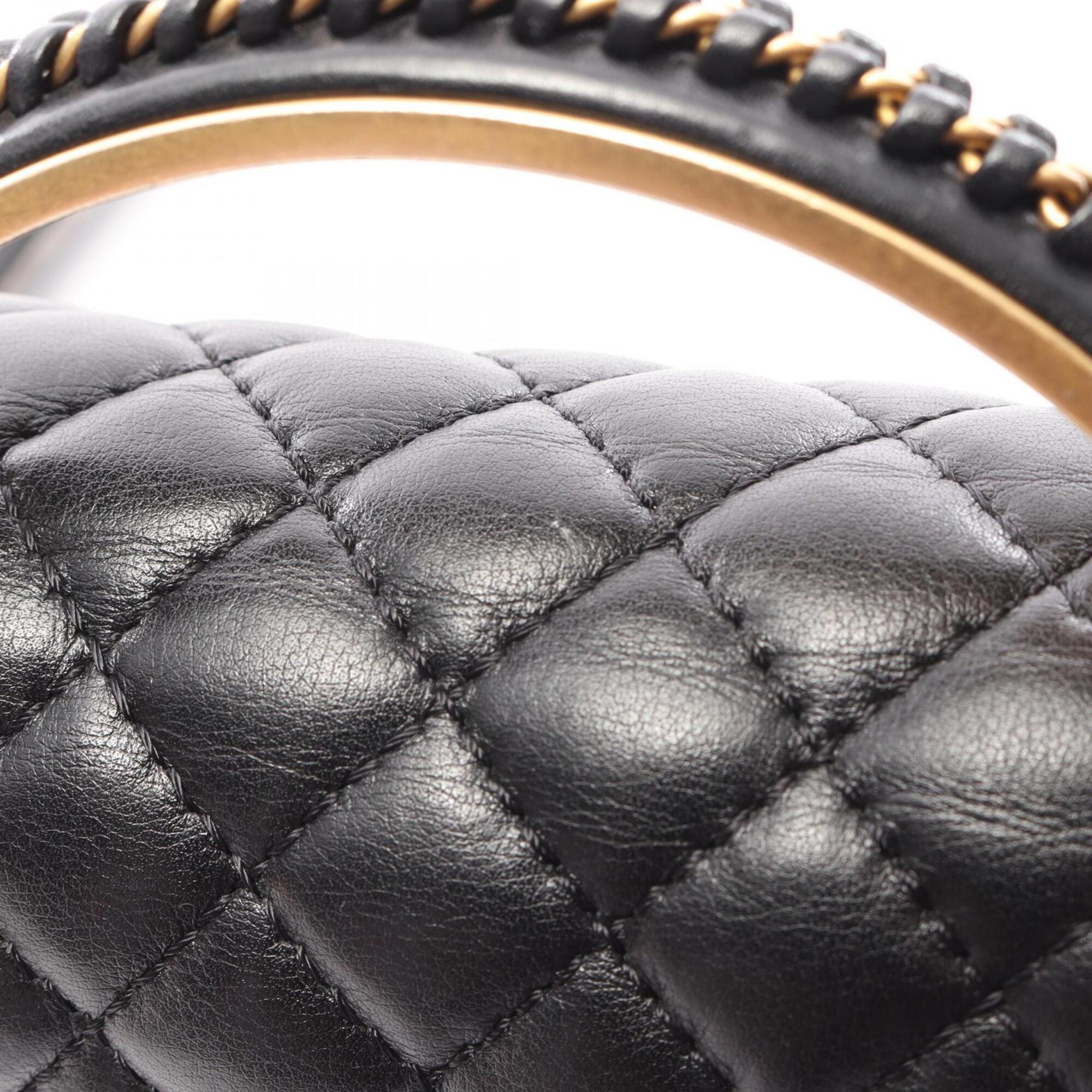 Chanel Black Leather Handbag Shoulder Bag (Pre-Owned)