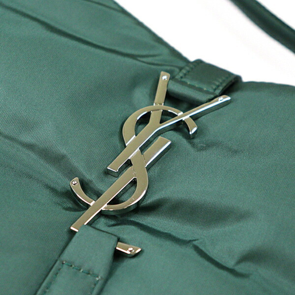 Saint Laurent Green Khaki Red Color Leather Shoulder Bag (Pre-Owned)
