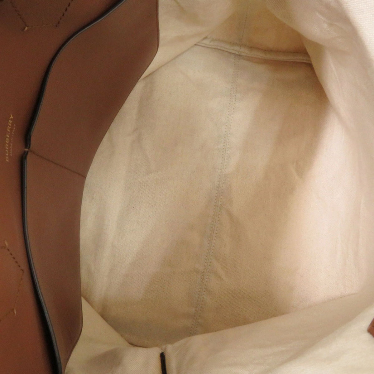 Burberry Brown White Canvas Leather Tote Bag (Pre-Owned)