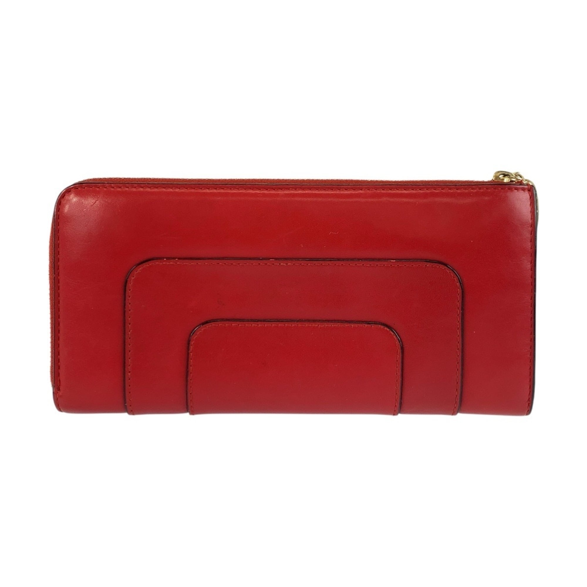 Bvlgari Red Color Leather Coin Purse/Coin Case (Pre-Owned)