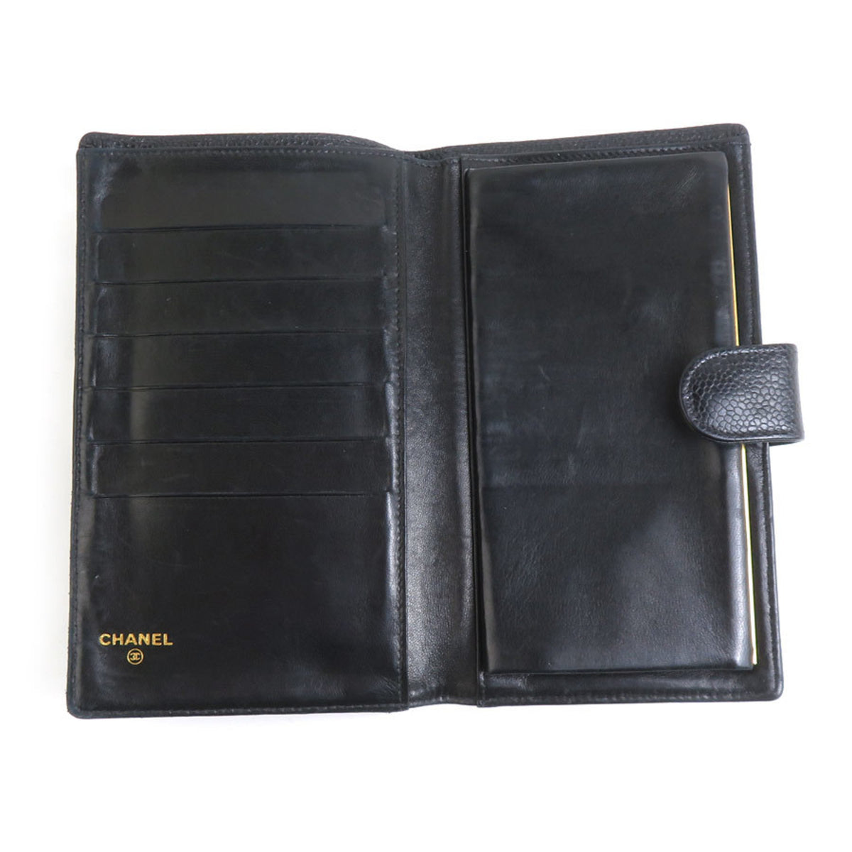 Chanel Black Grained Calfskin Wallet (Bi-Fold) (Pre-Owned)