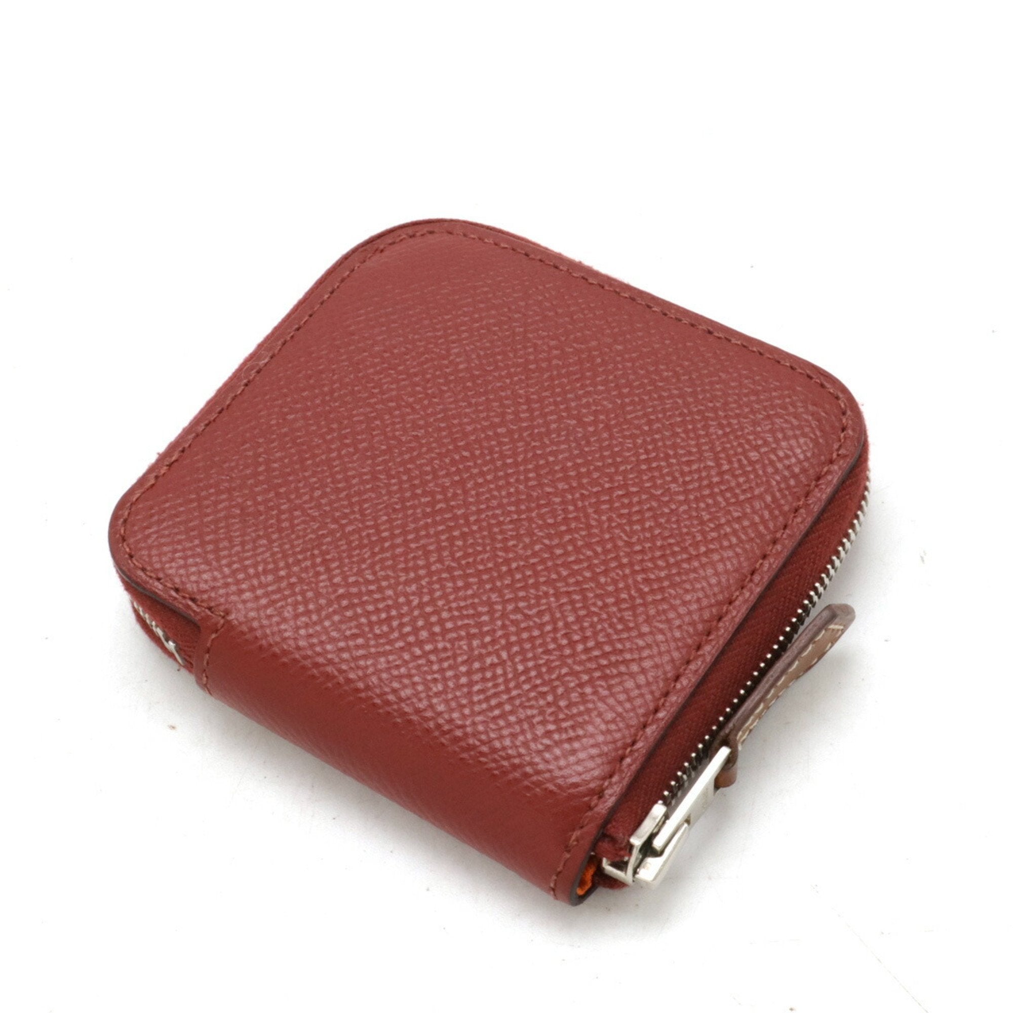 Hermes Orange Epsom Leather Silk Coin Purse/Coin Case (Pre-Owned)