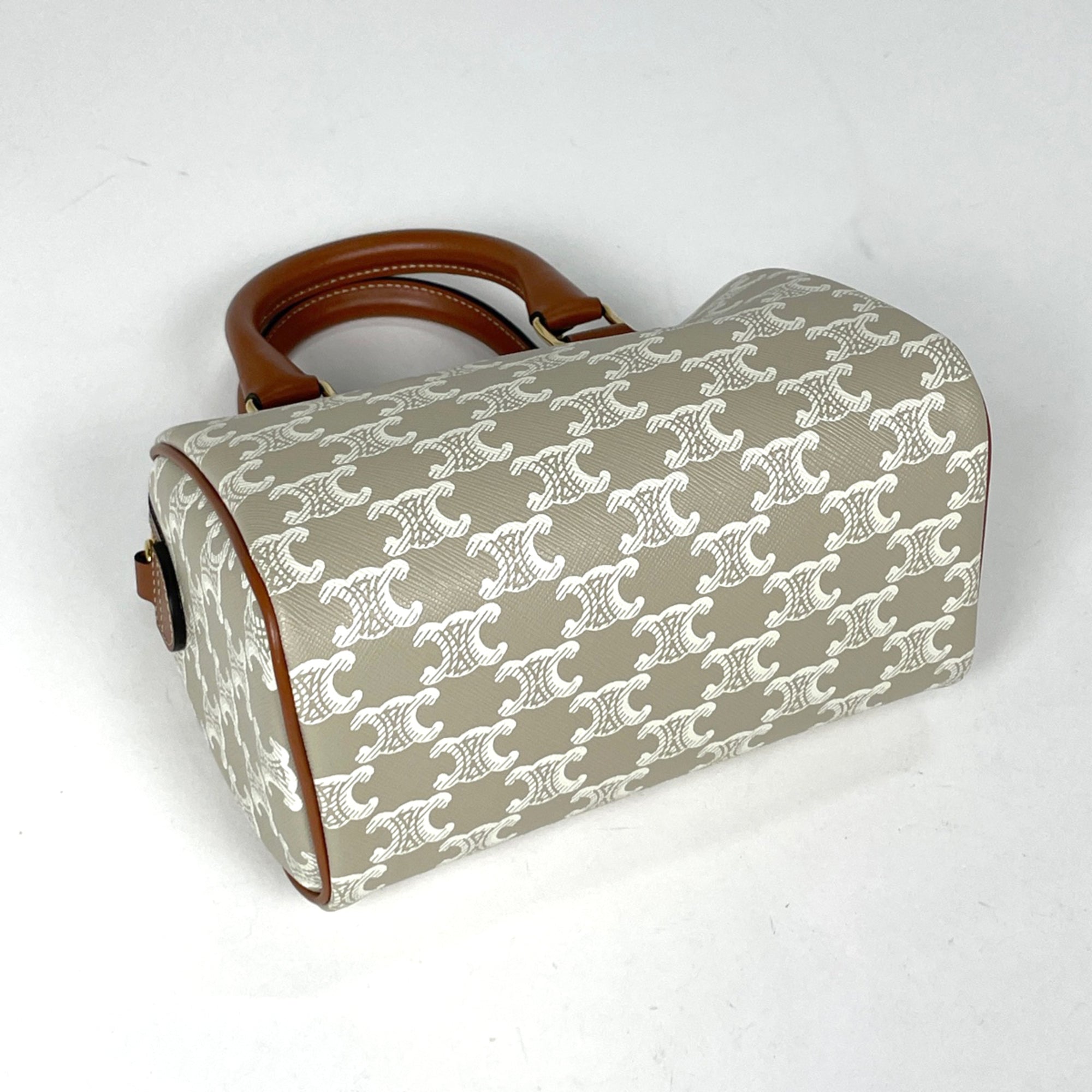 Celine Beige Brown Coated Canvas Leather Handbag (Pre-Owned)