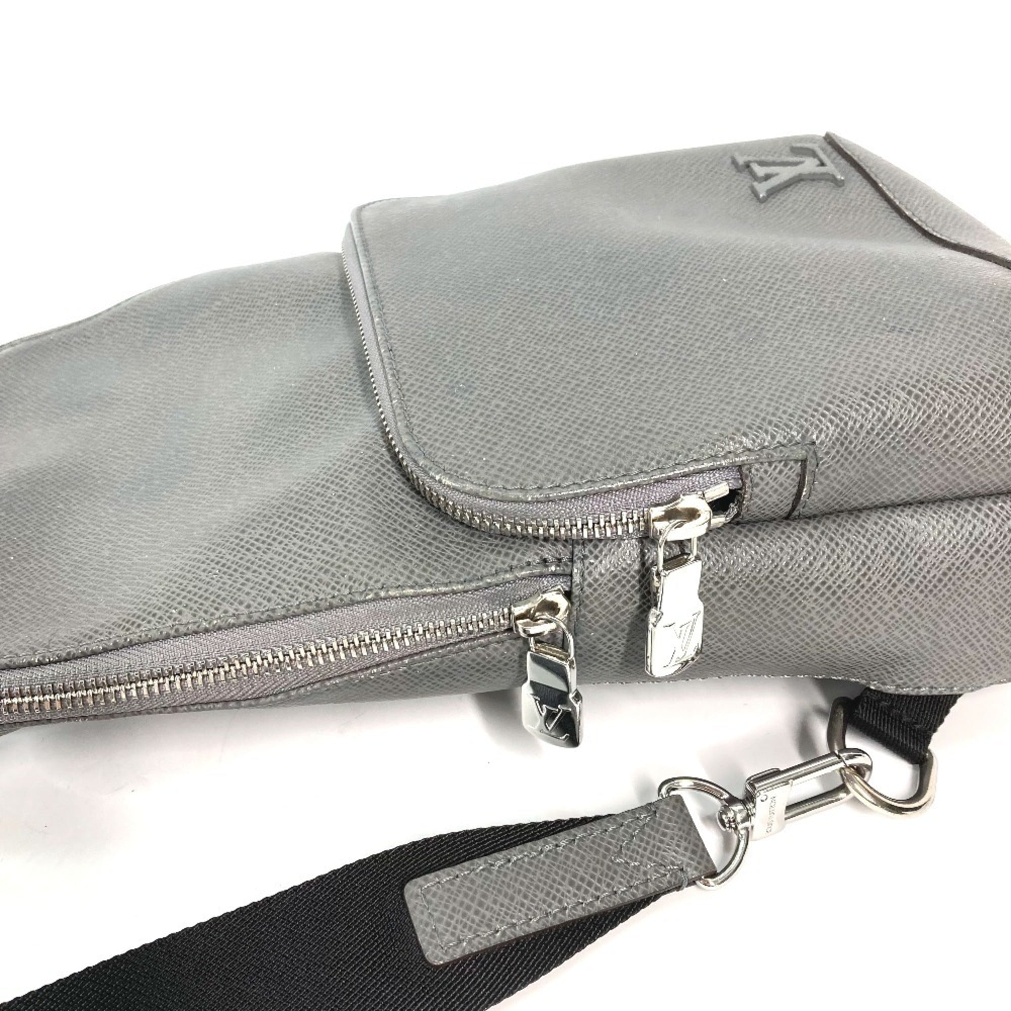 Louis Vuitton Galle Gray Taiga Leather Shoulder Bag Sling Bag (Pre-Owned)