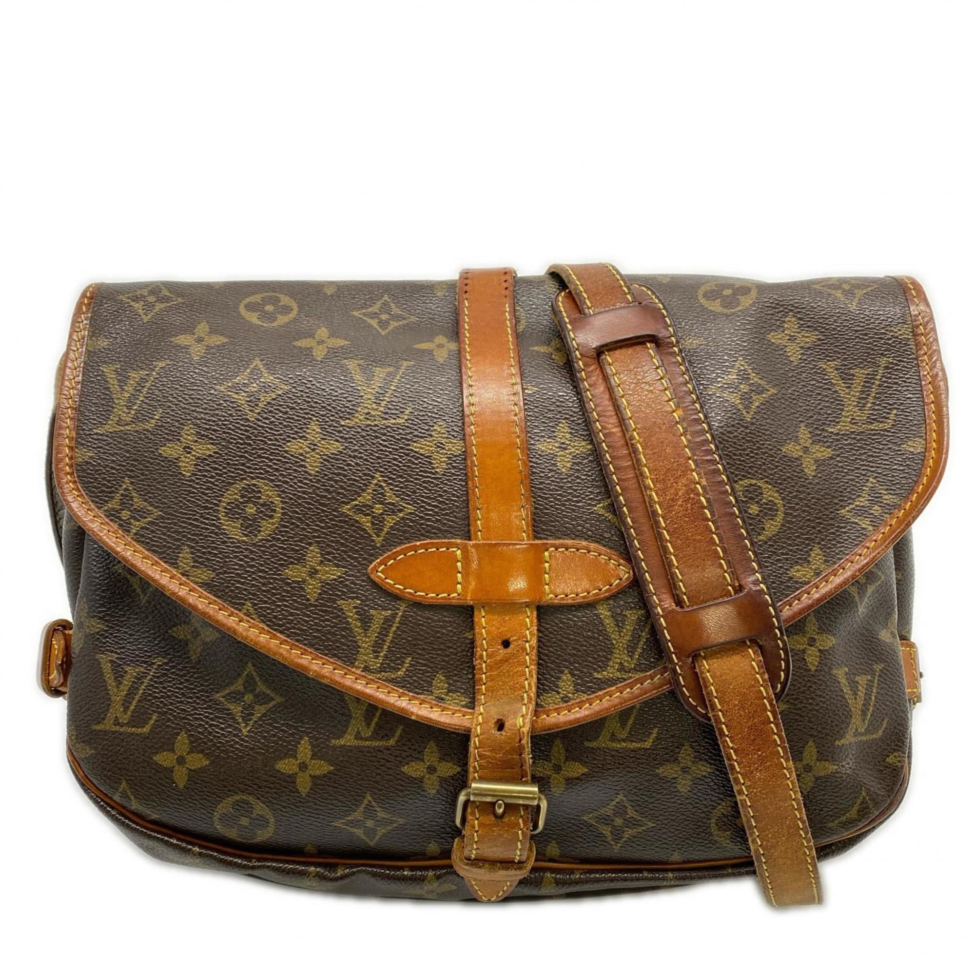 Louis Vuitton Monogram Brown Coated Canvas Leather Shoulder Bag (Pre-Owned)