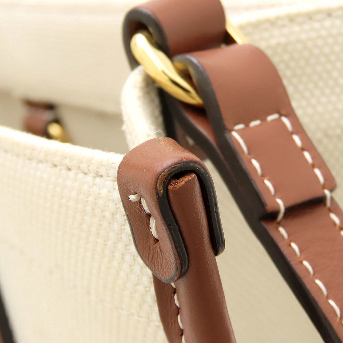 Burberry Brown Ivory Canvas Leather Handbag (Pre-Owned)