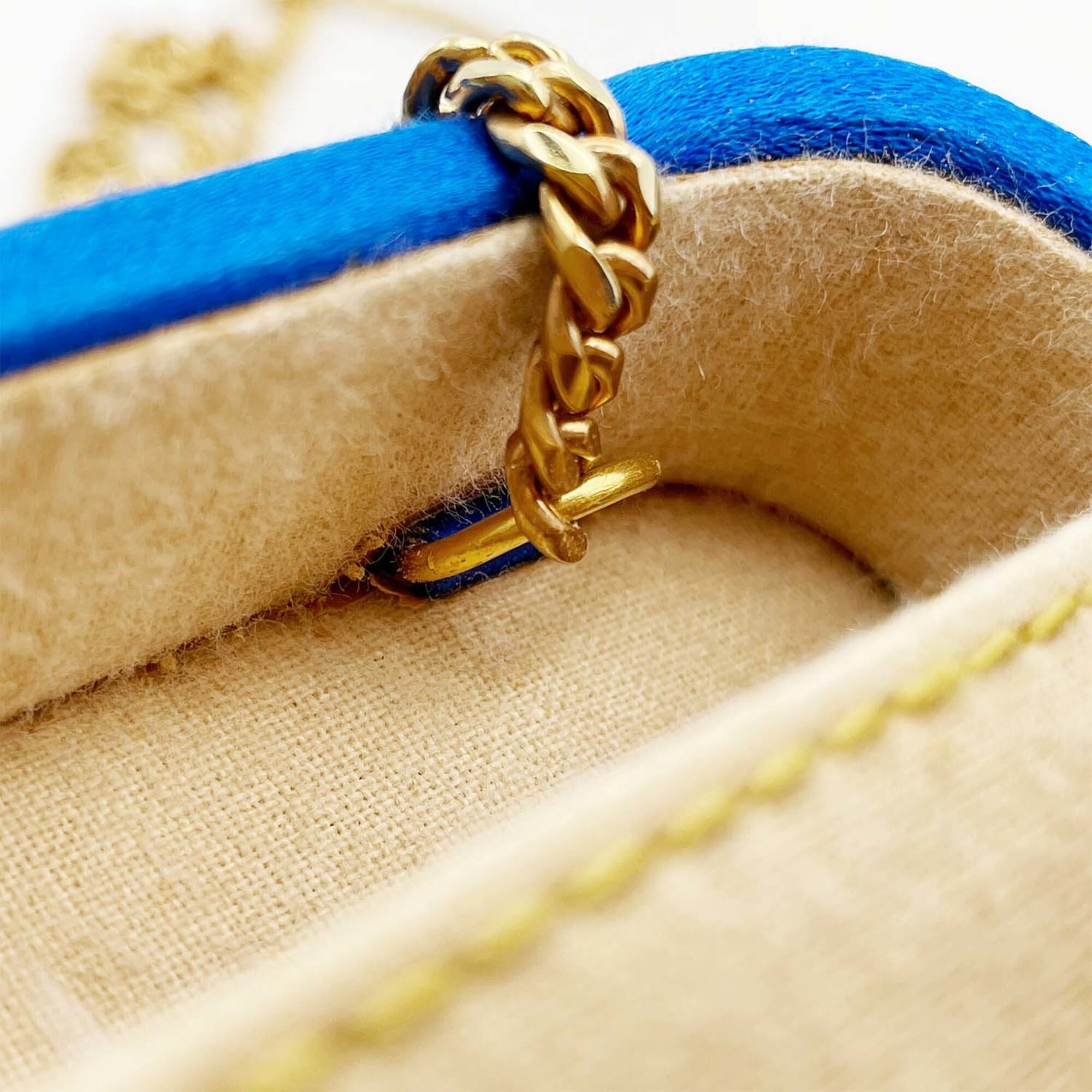 Loewe Blue Satin Clutch Bag Shoulder Bag (Pre-Owned)