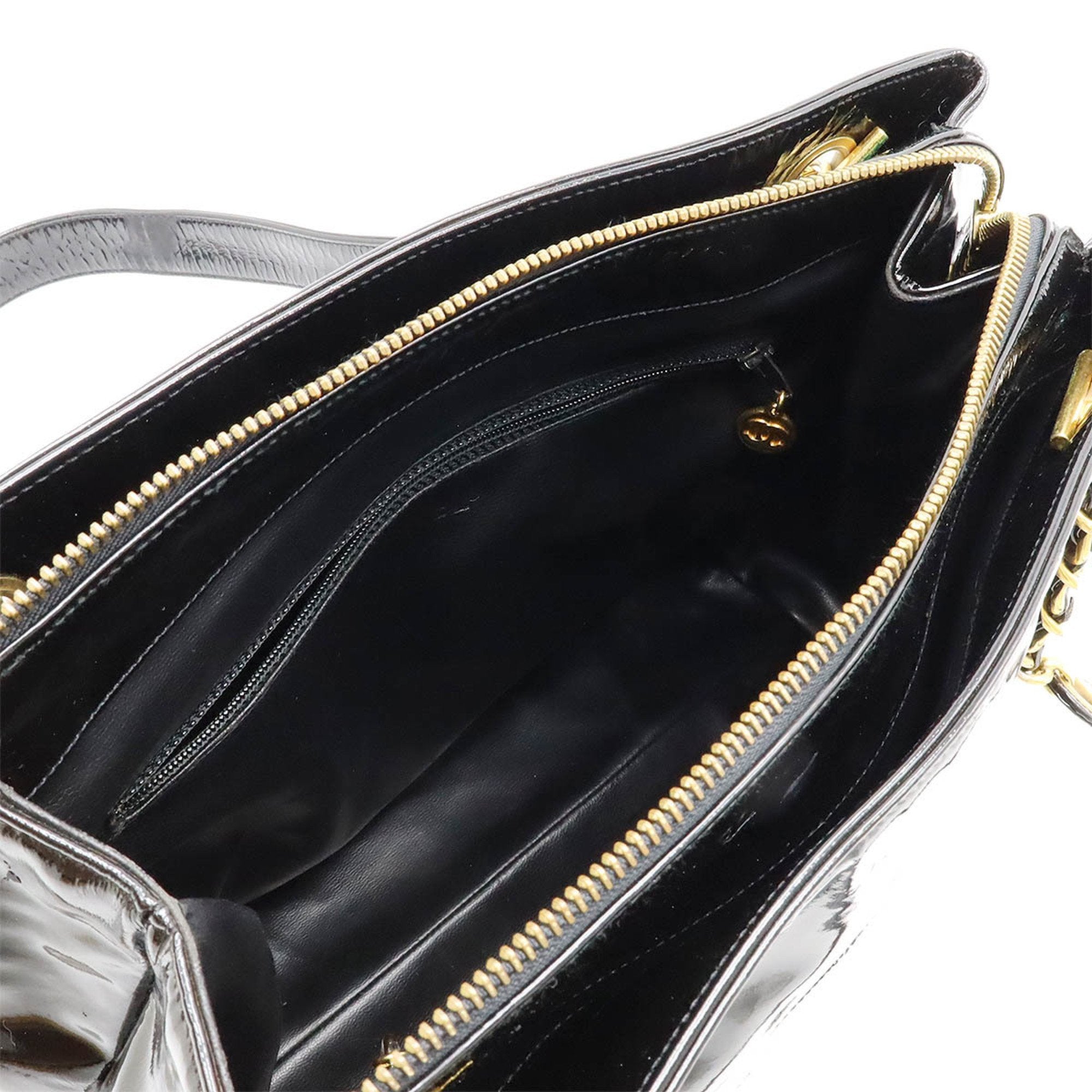Chanel Black Patent Leather Shoulder Bag Tote Bag (Pre-Owned)