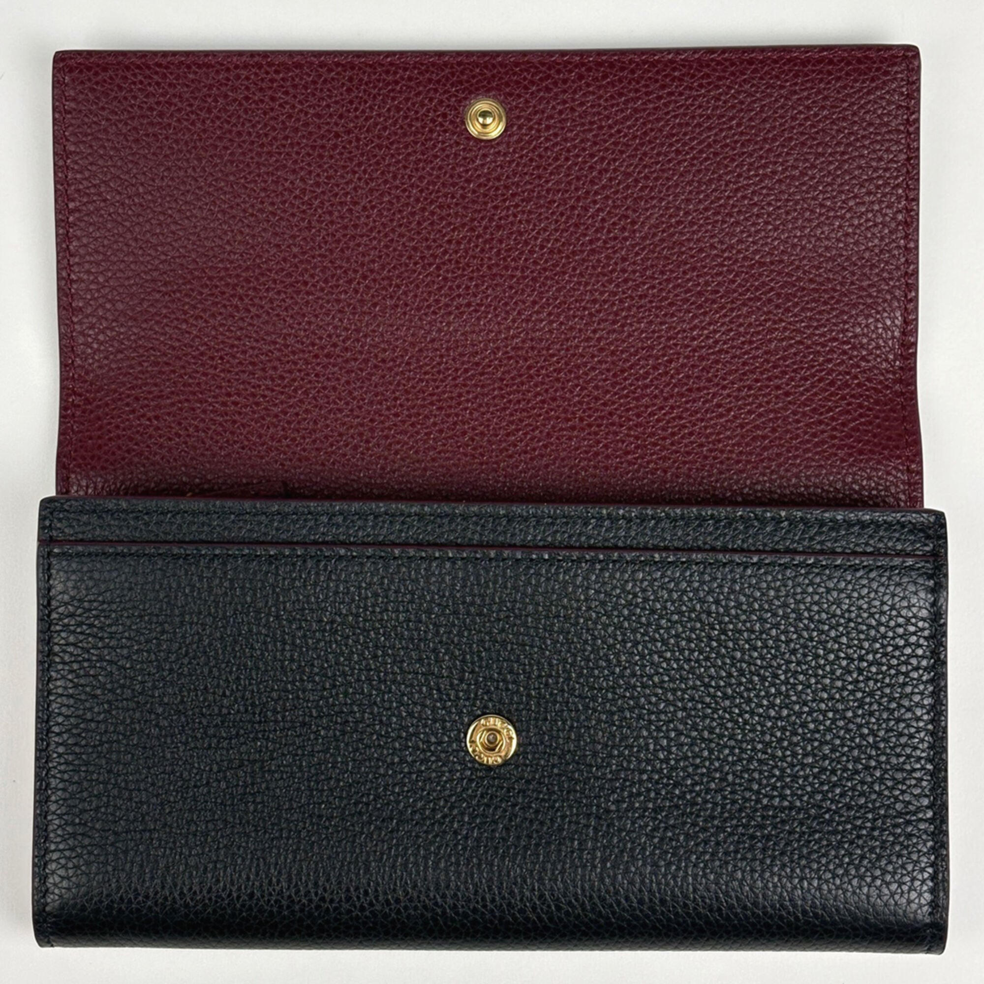 Gucci Black Bordeaux Leather Long Wallet (Bi-Fold) (Pre-Owned)