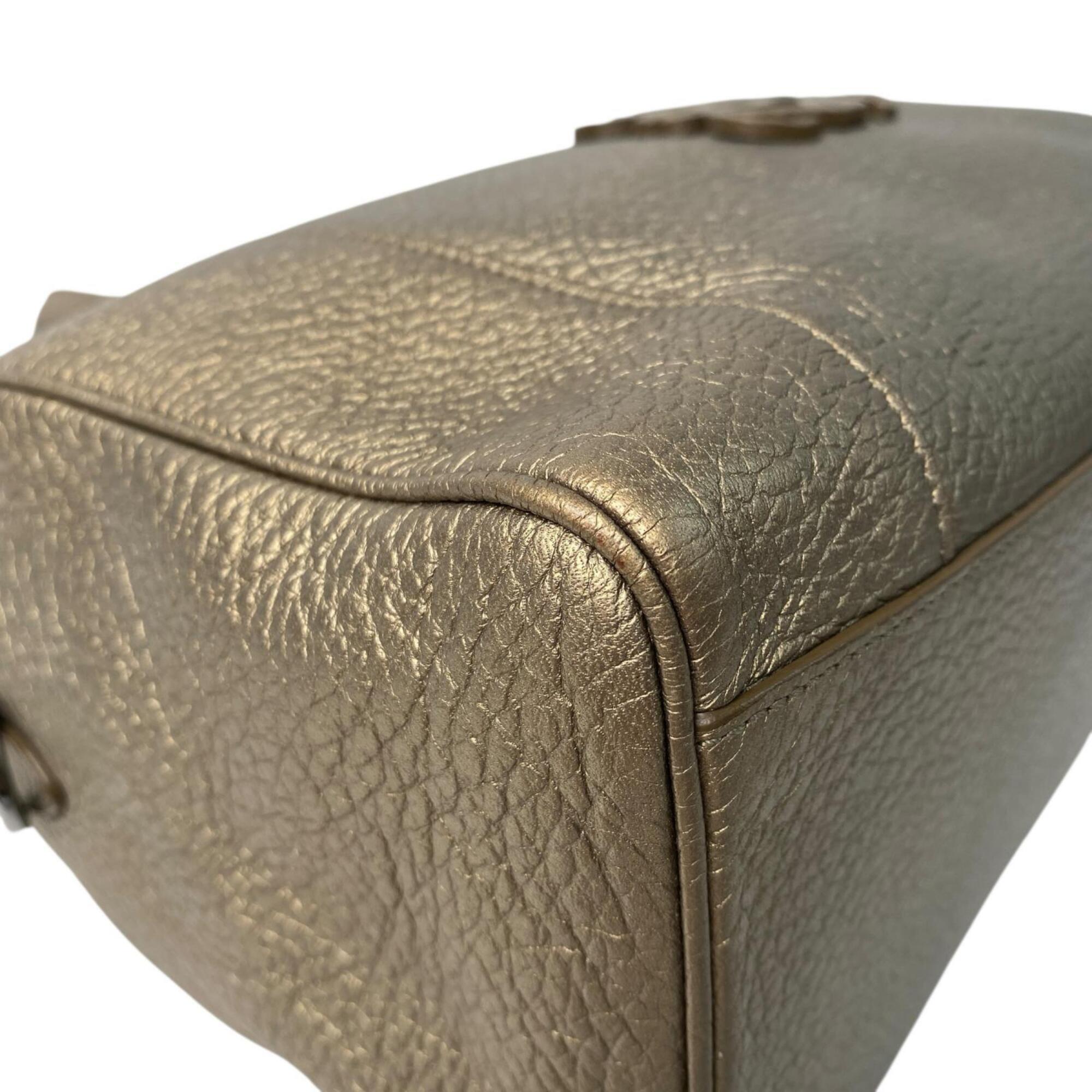 Loewe Gold Leather Boston Bag Handbag (Pre-Owned)
