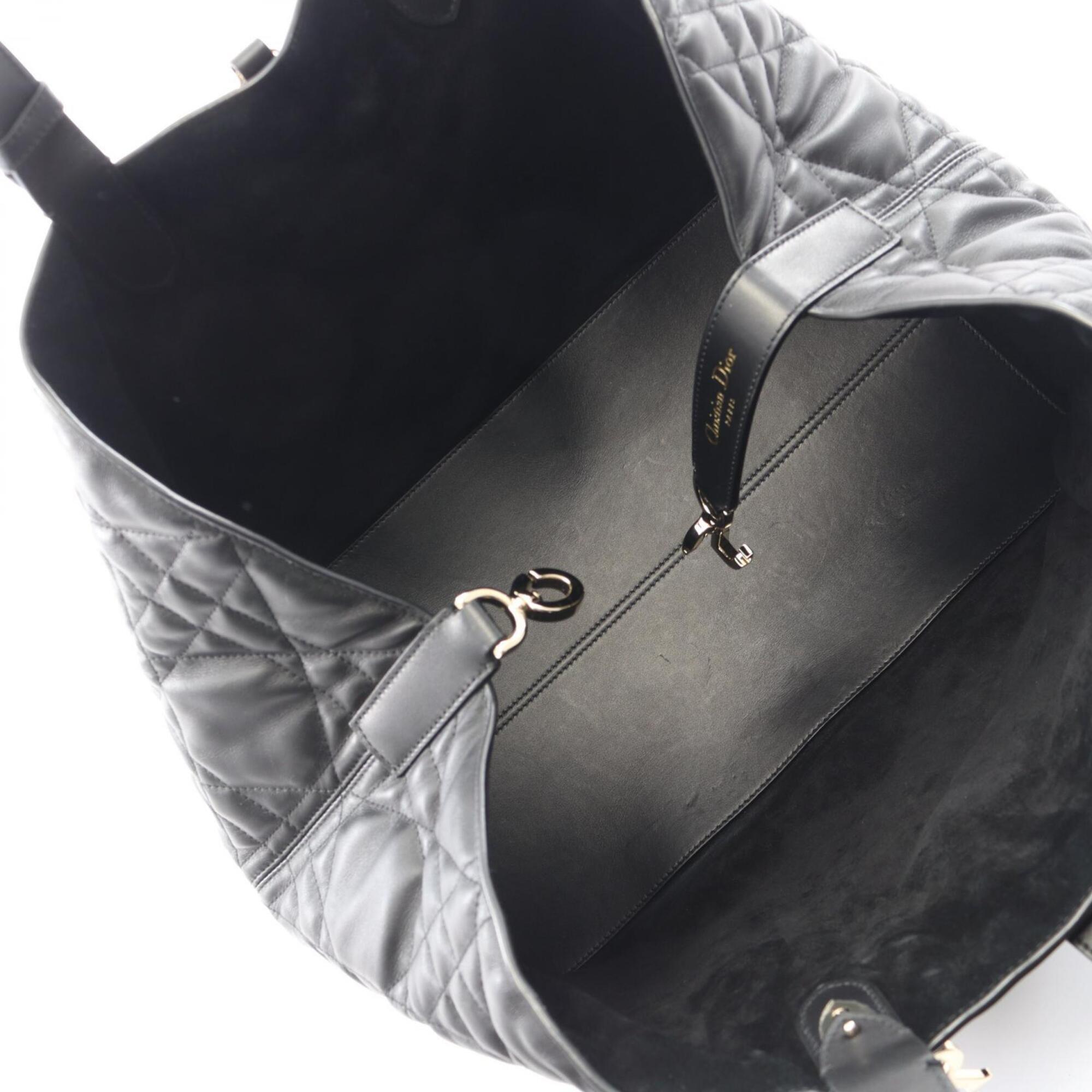 Christian Dior Black Leather Handbag Pouch Tote Bag (Pre-Owned)