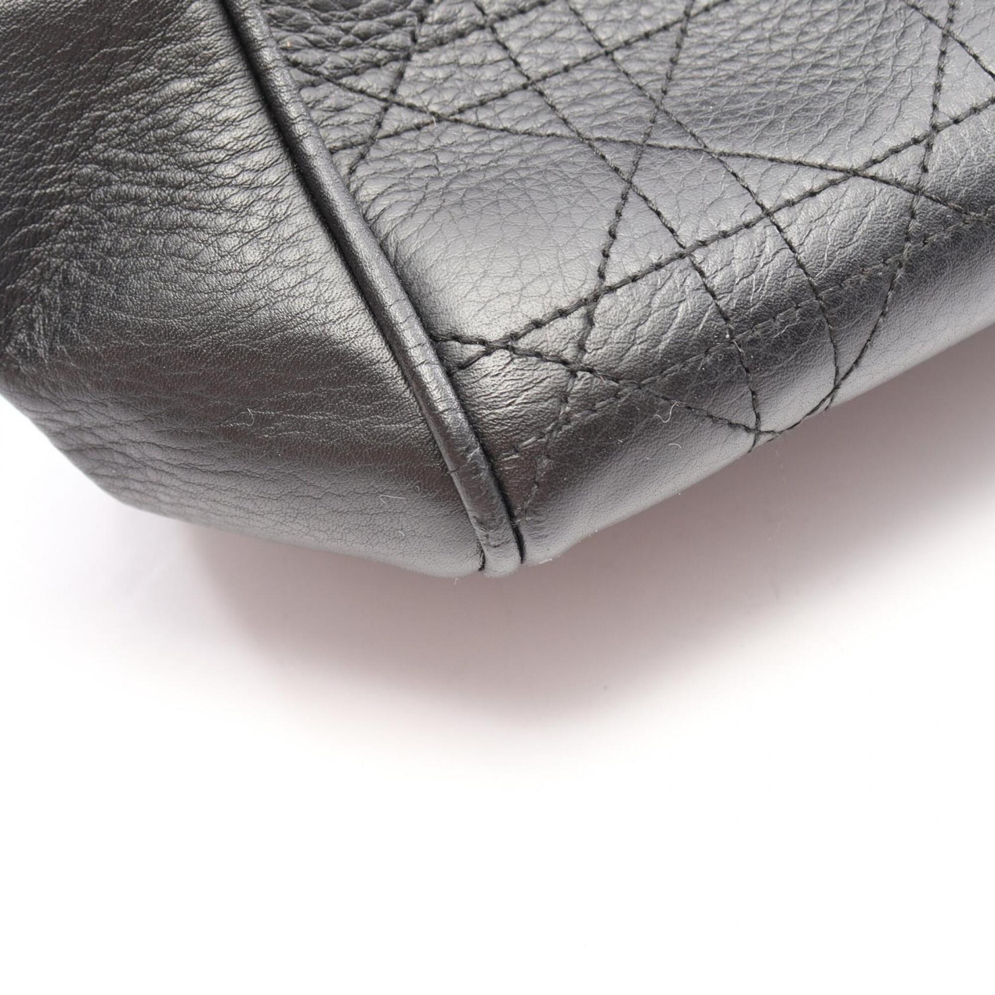 Christian Dior Black Leather Handbag Tote Bag (Pre-Owned)
