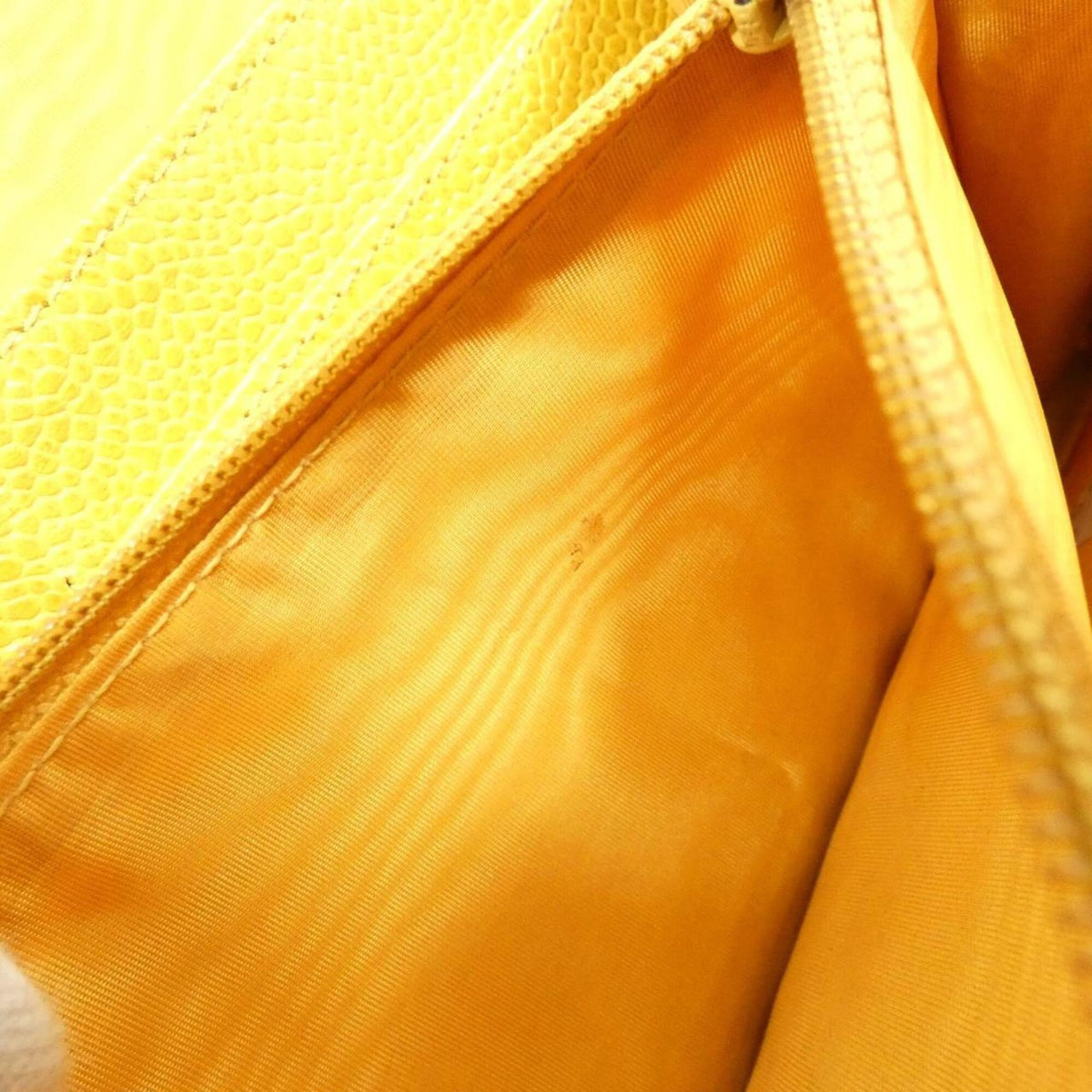Chanel Yellow Grained Calfskin Long Wallet (Bi-Fold) (Pre-Owned)