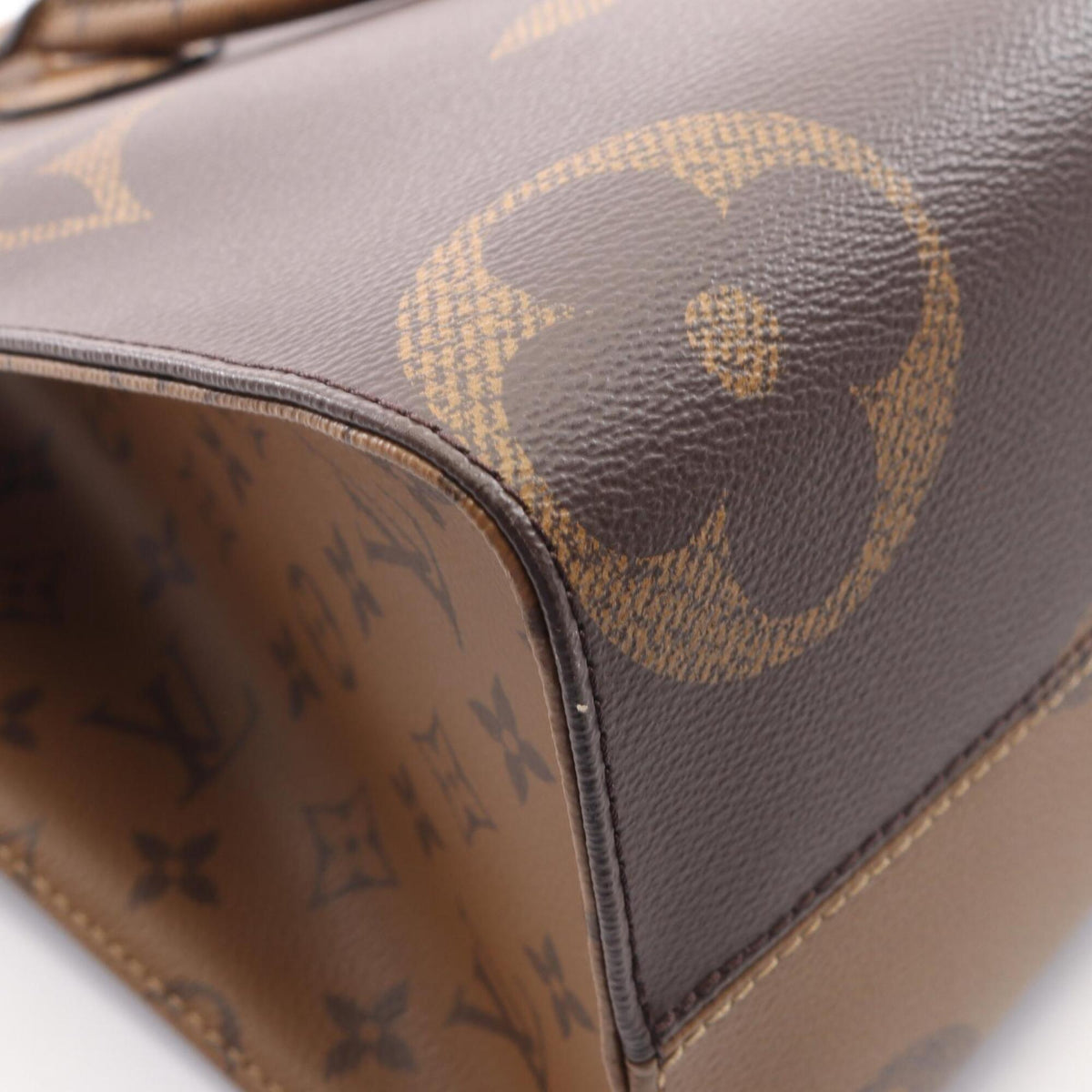 Louis Vuitton Beige Brown Monogram Coated Canvas Leather Handbag Tote Bag (Pre-Owned)