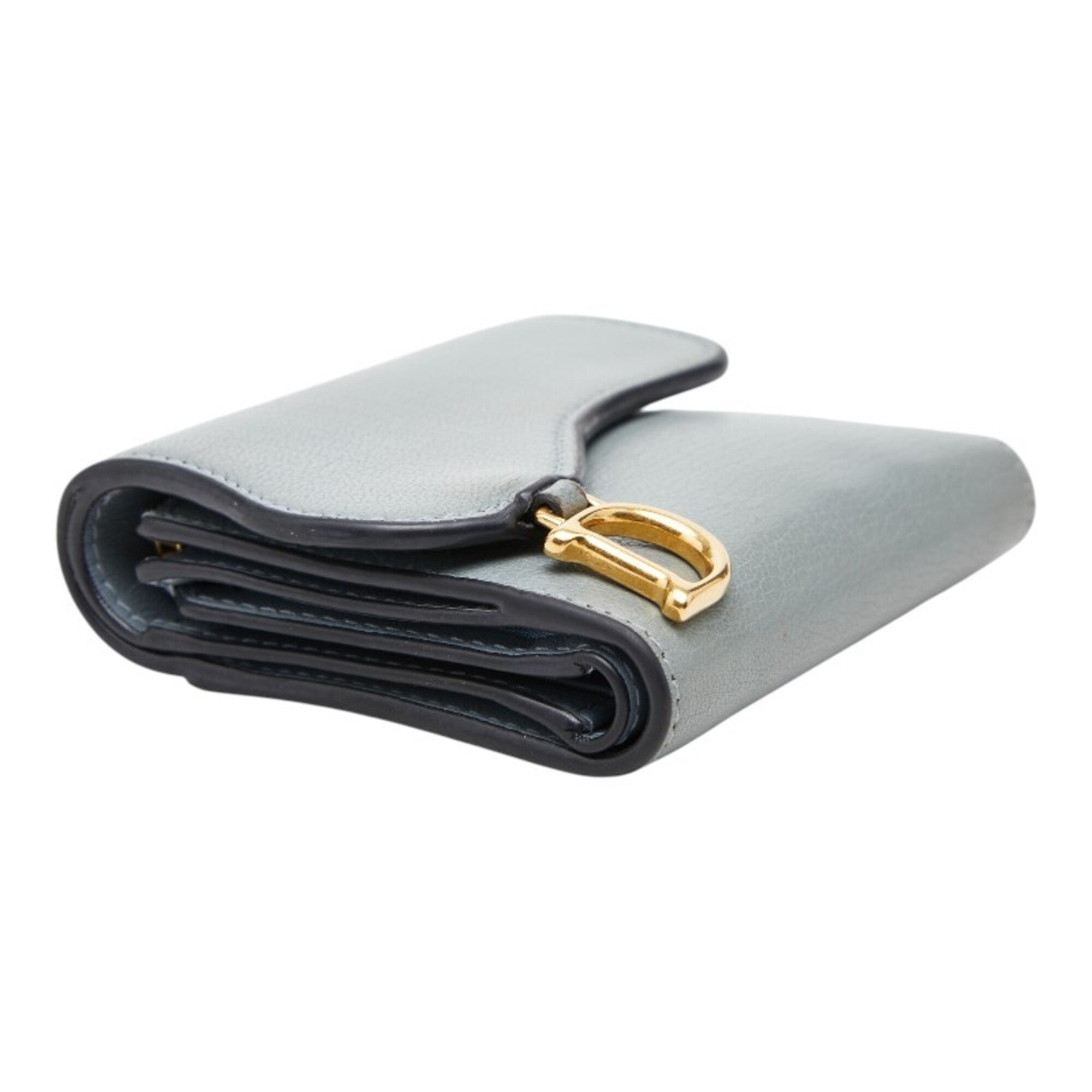 Christian Dior Light Blue Gray Leather Wallet (Bi-Fold) (Pre-Owned)