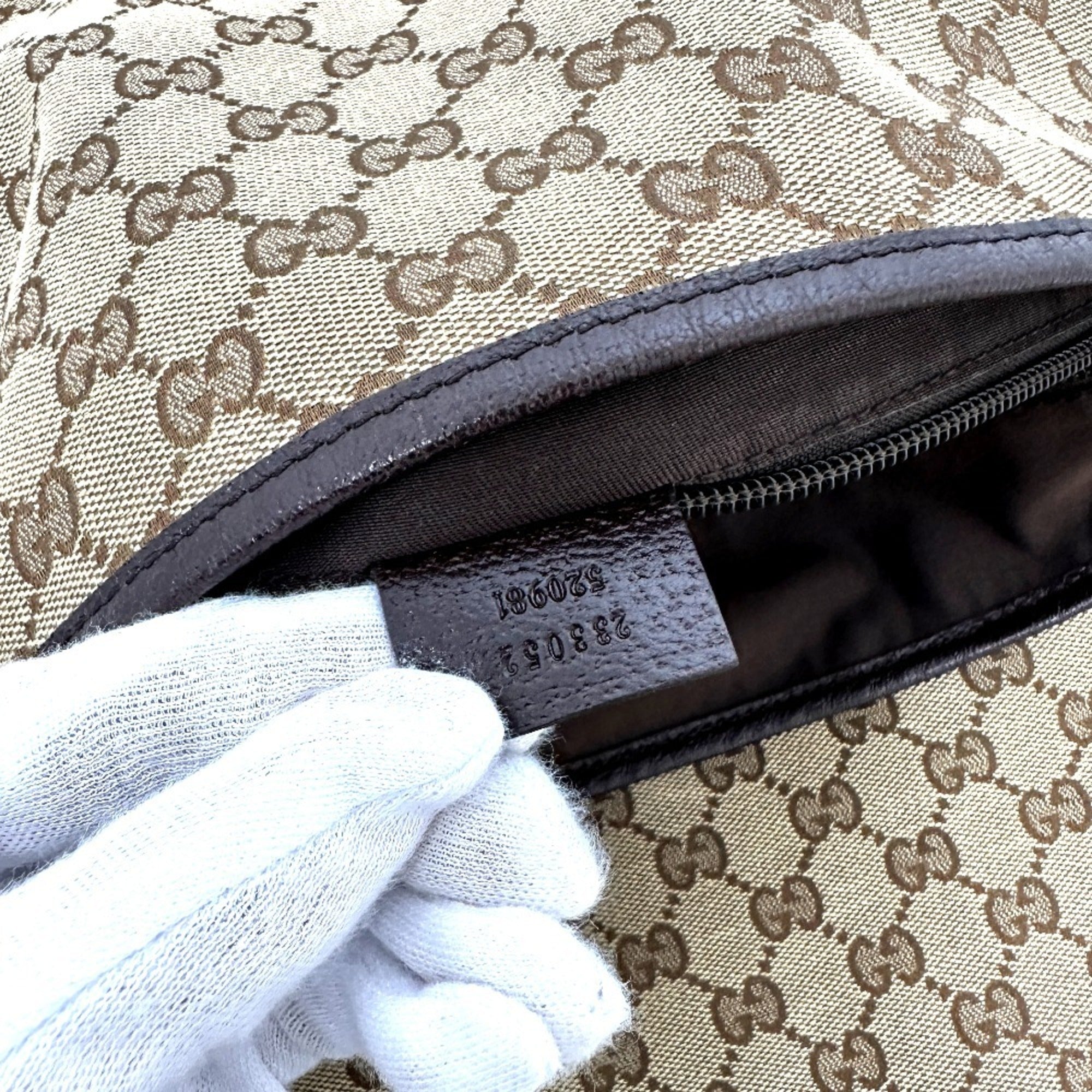 Gucci Gg Canvas Beige Gg Canvas Leather Handbag Shoulder Bag (Pre-Owned)