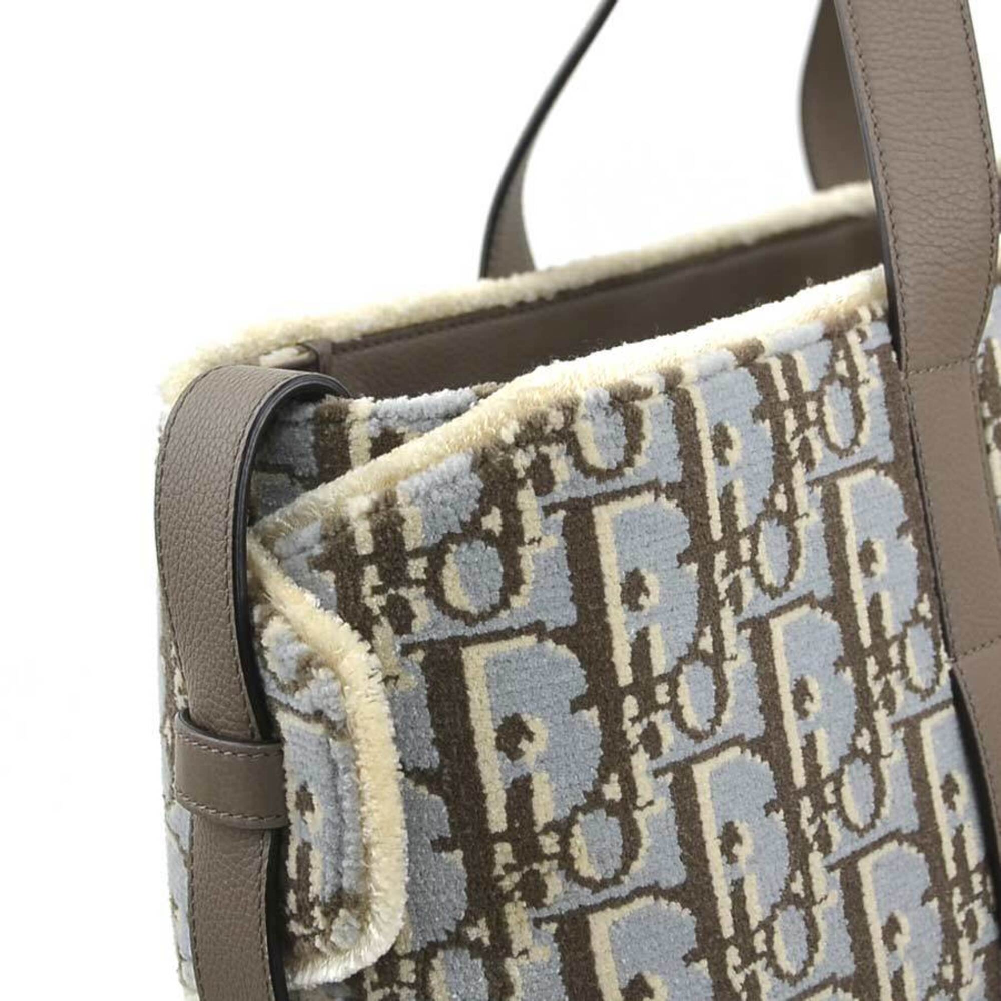 Christian Dior Gray Light Blue Leather Handbag (Pre-Owned)
