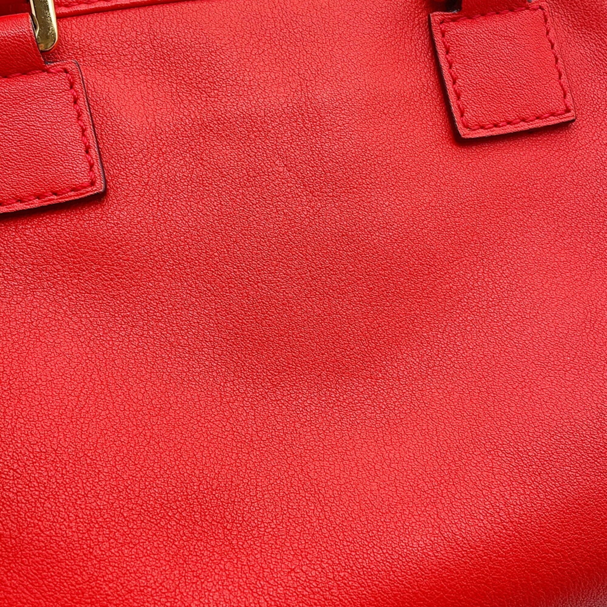 Loewe Amazona Red Color Leather Handbag Shoulder Bag (Pre-Owned)