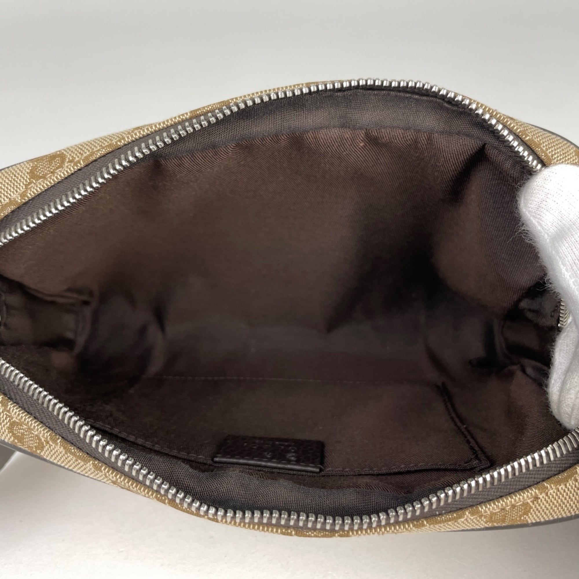 Gucci Brown Gg Canvas Leather Fanny Pack Sling Bag (Pre-Owned)