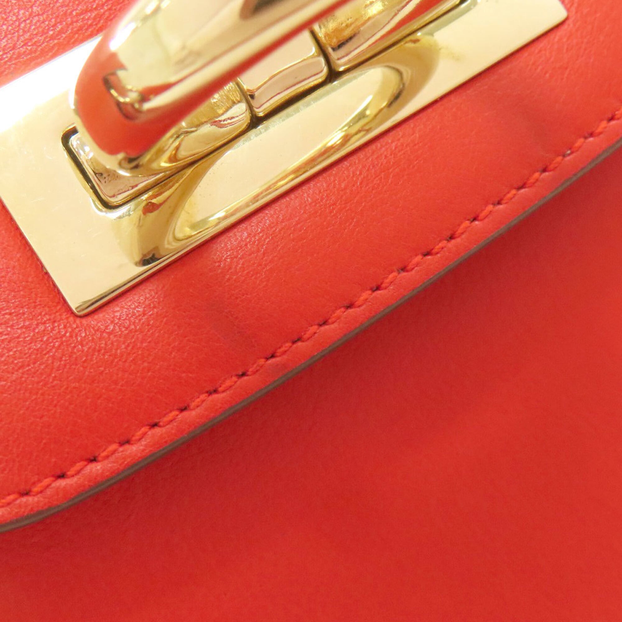 Salvatore Ferragamo Gancini Red Color Leather Tote Bag (Pre-Owned)