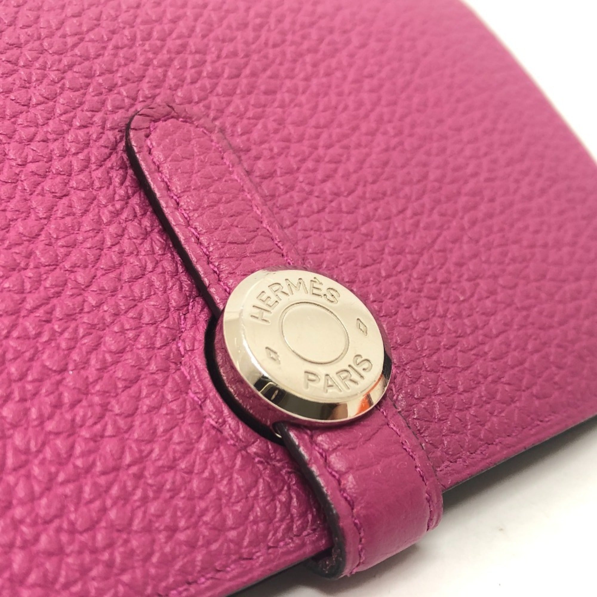 Hermes Rose Purple Taurillon Clemence Leather Card Wallet (Pre-Owned)