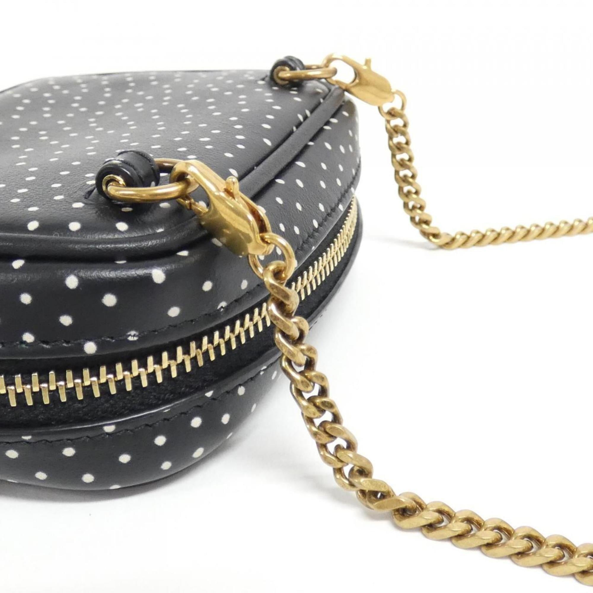 Saint Laurent Black White Leather Handbag Shoulder Bag (Pre-Owned)