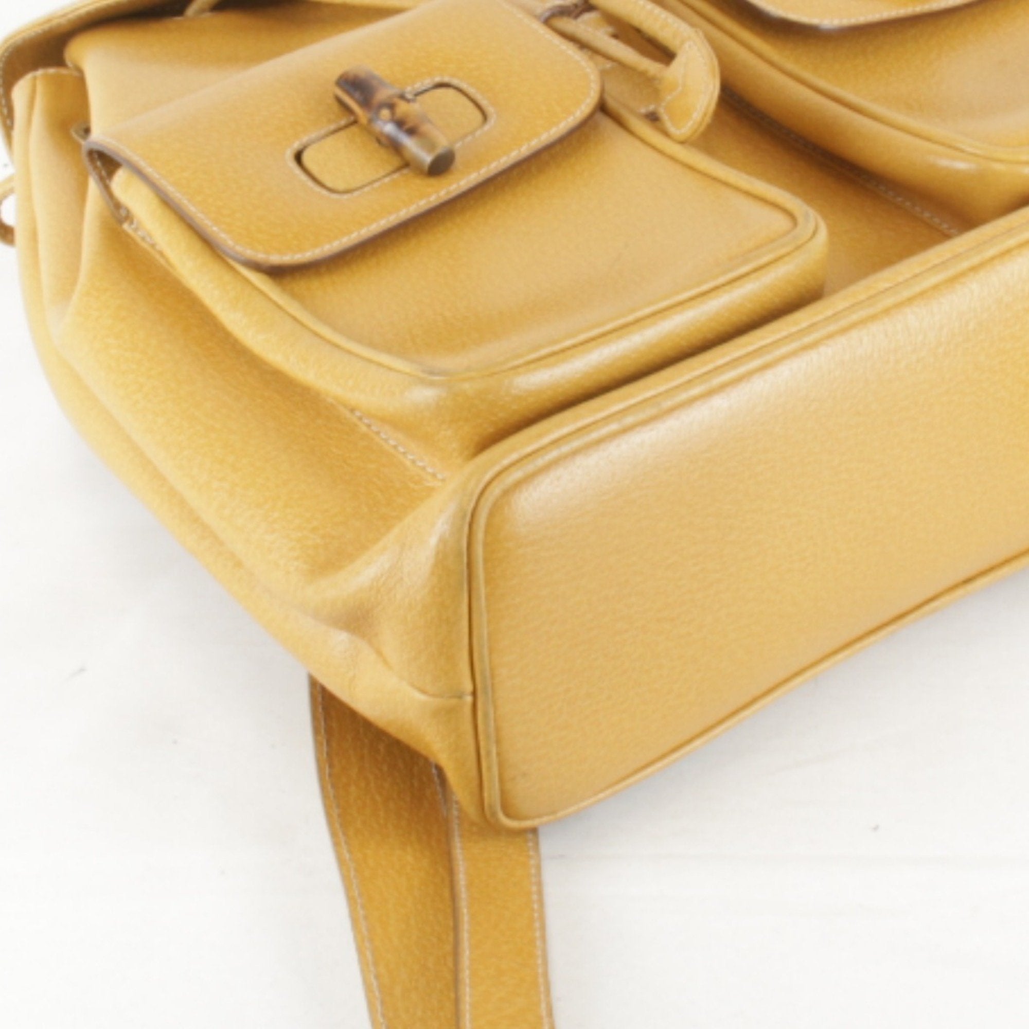 Gucci Black Leather Bamboo Backpack (Pre-Owned)