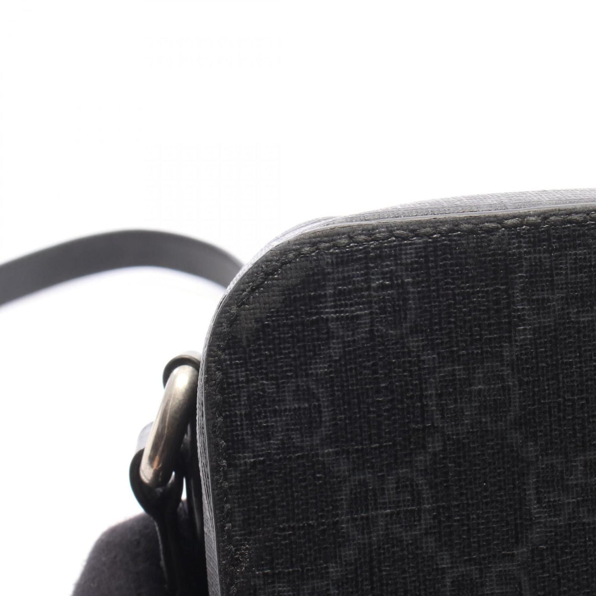 Gucci Black Gray Coated Canvas Leather Handbag Shoulder Bag (Pre-Owned)