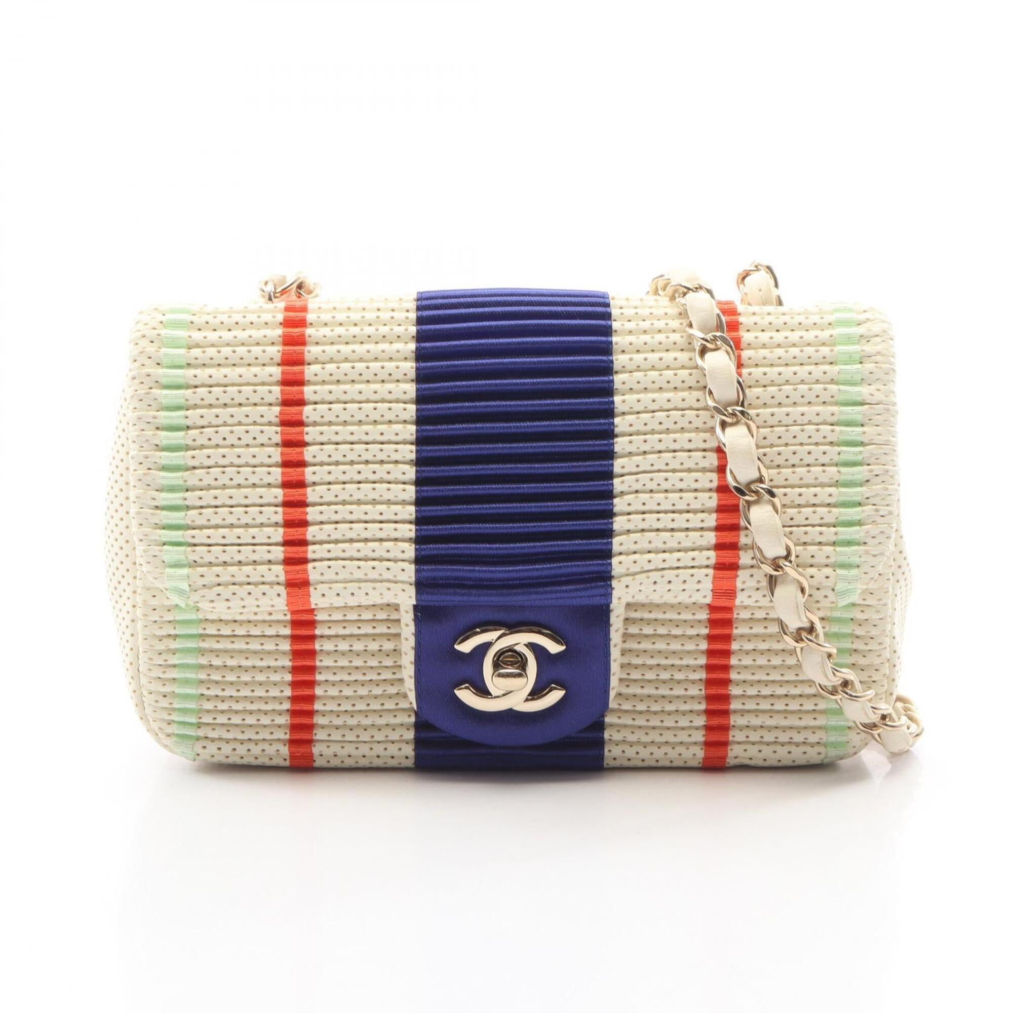 Chanel Ivory Multi-Color Leather Handbag Shoulder Bag (Pre-Owned)