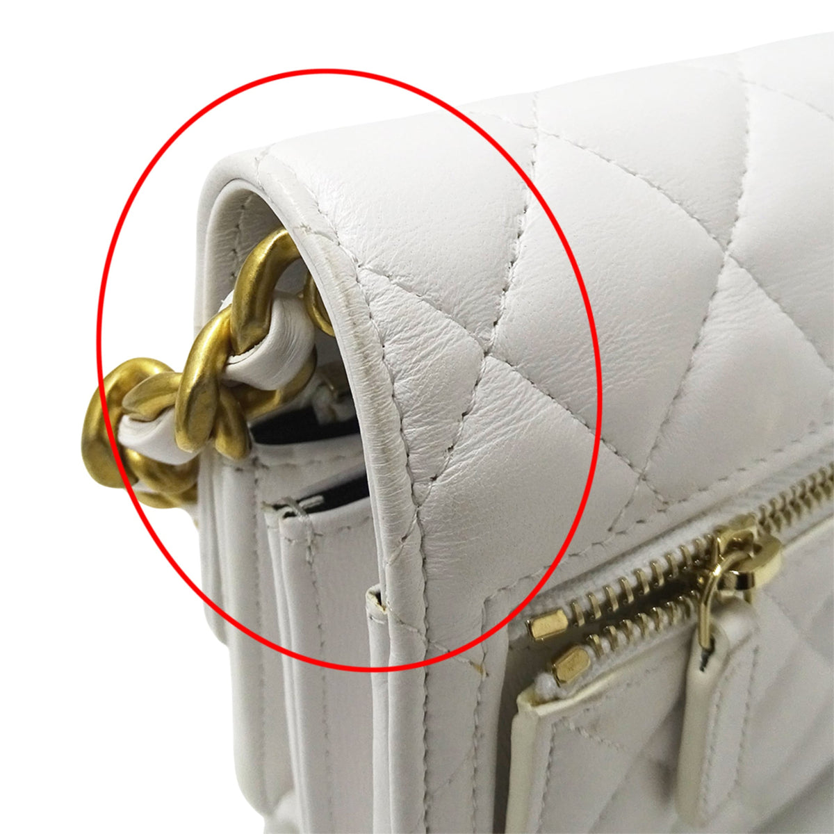 Chanel White Yellow Leather Handbag Shoulder Bag (Pre-Owned)