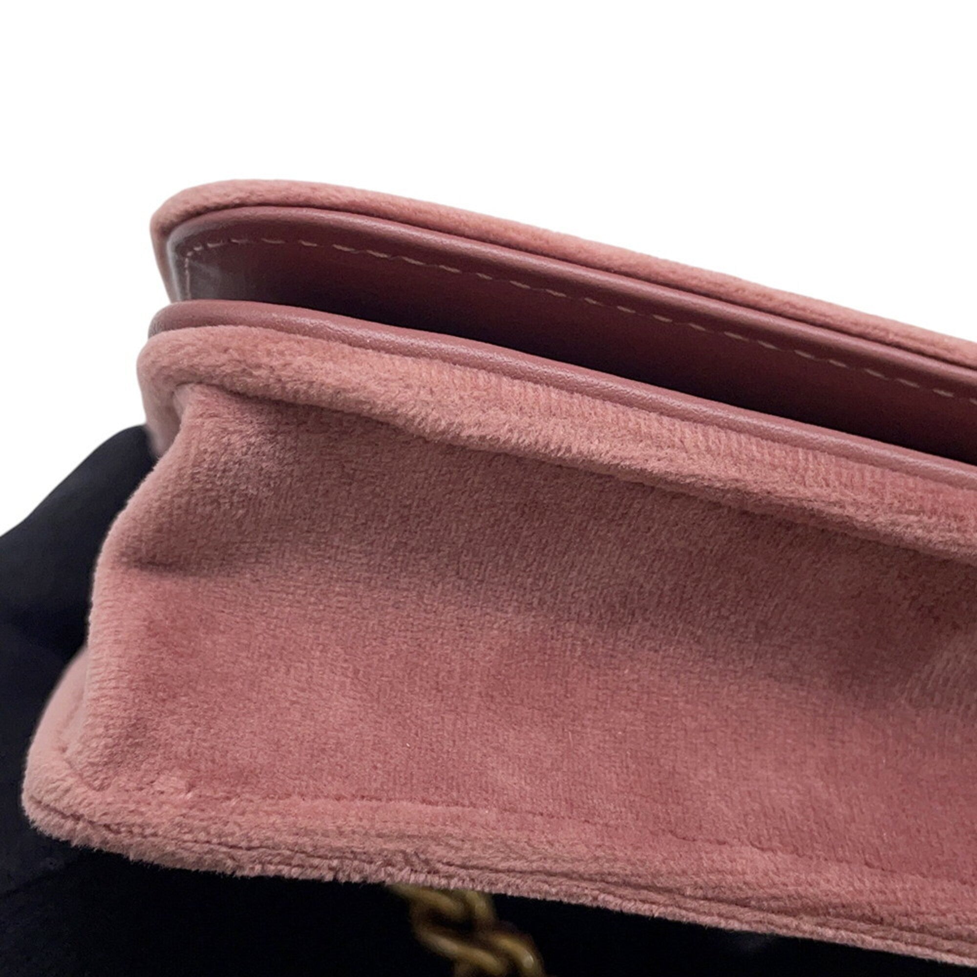 Chanel Boy Chanel Pink Velvet Chain/Shoulder Wallet (Pre-Owned)