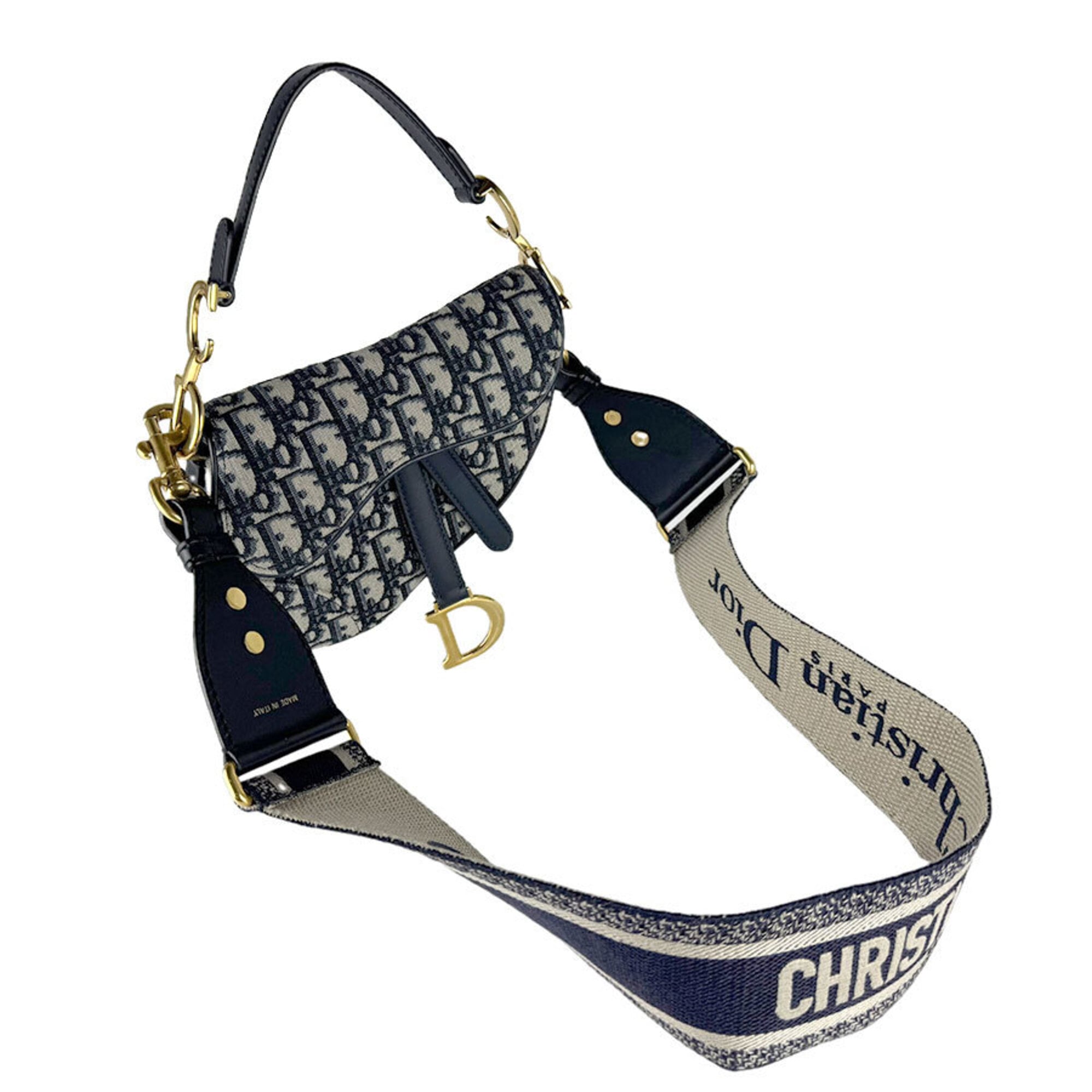 Christian Dior Navy Canvas Handbag Shoulder Bag (Pre-Owned)
